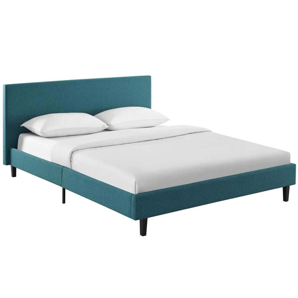 Modway Anya Full Modern Style Polyester Fabric Bed in Teal Blue Finish