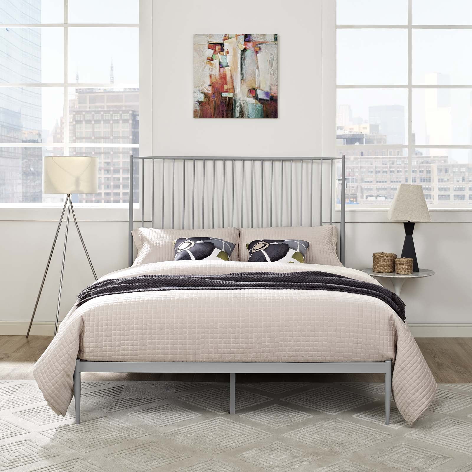 Modway Annika Queen Platform Bed in Gray