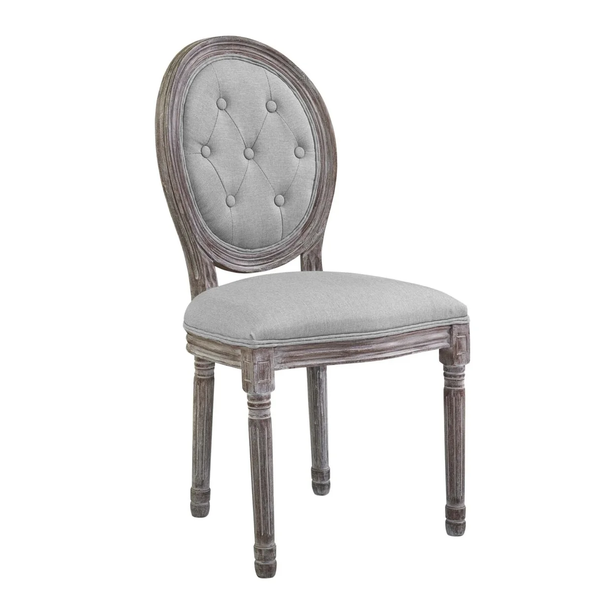 Modway Arise Tufted Fabric Upholstered Dining Side Chair in Light Gray