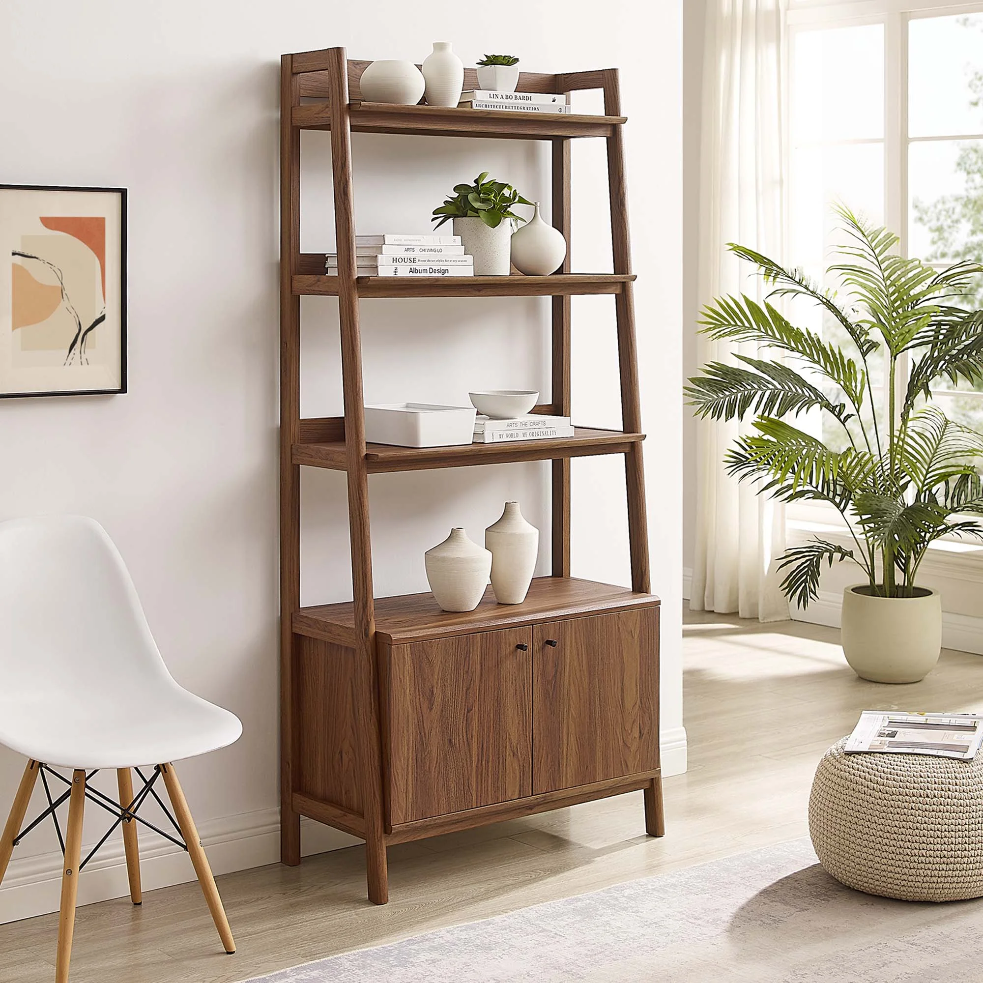 Modway Bixby 33" Bookshelf in Walnut