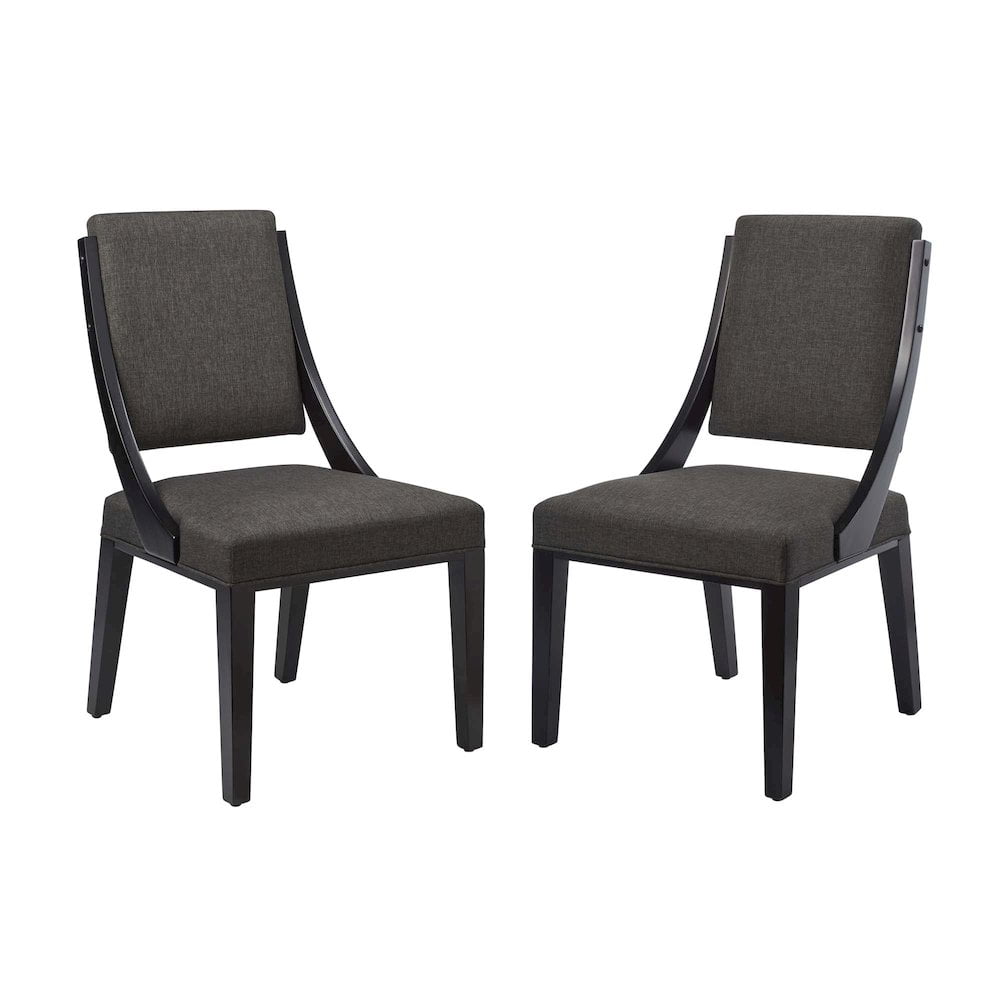 Modway Cambridge Solid Wood and Fabric Dining Chairs in Gray (Set of 2)