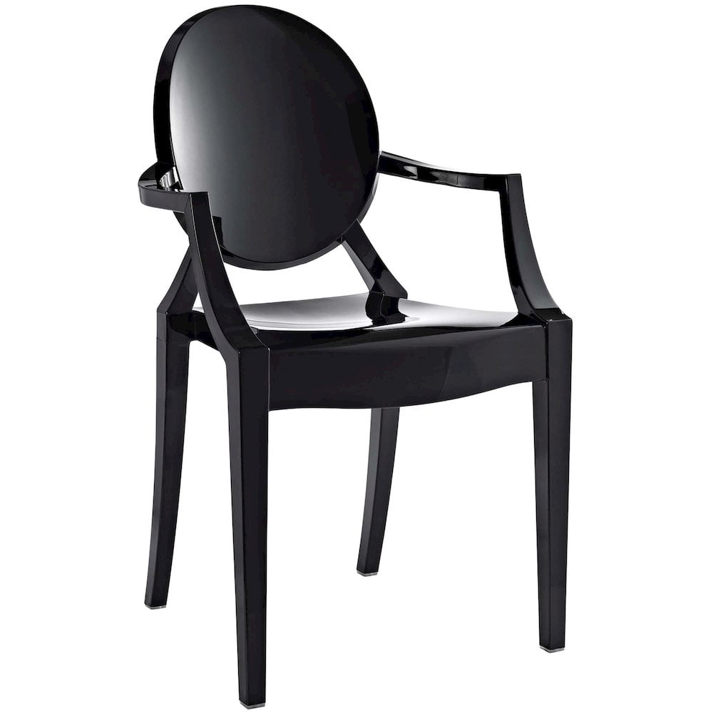 Modway Casper 18.5" Modern Plastic Dining Armchair in Black Finish