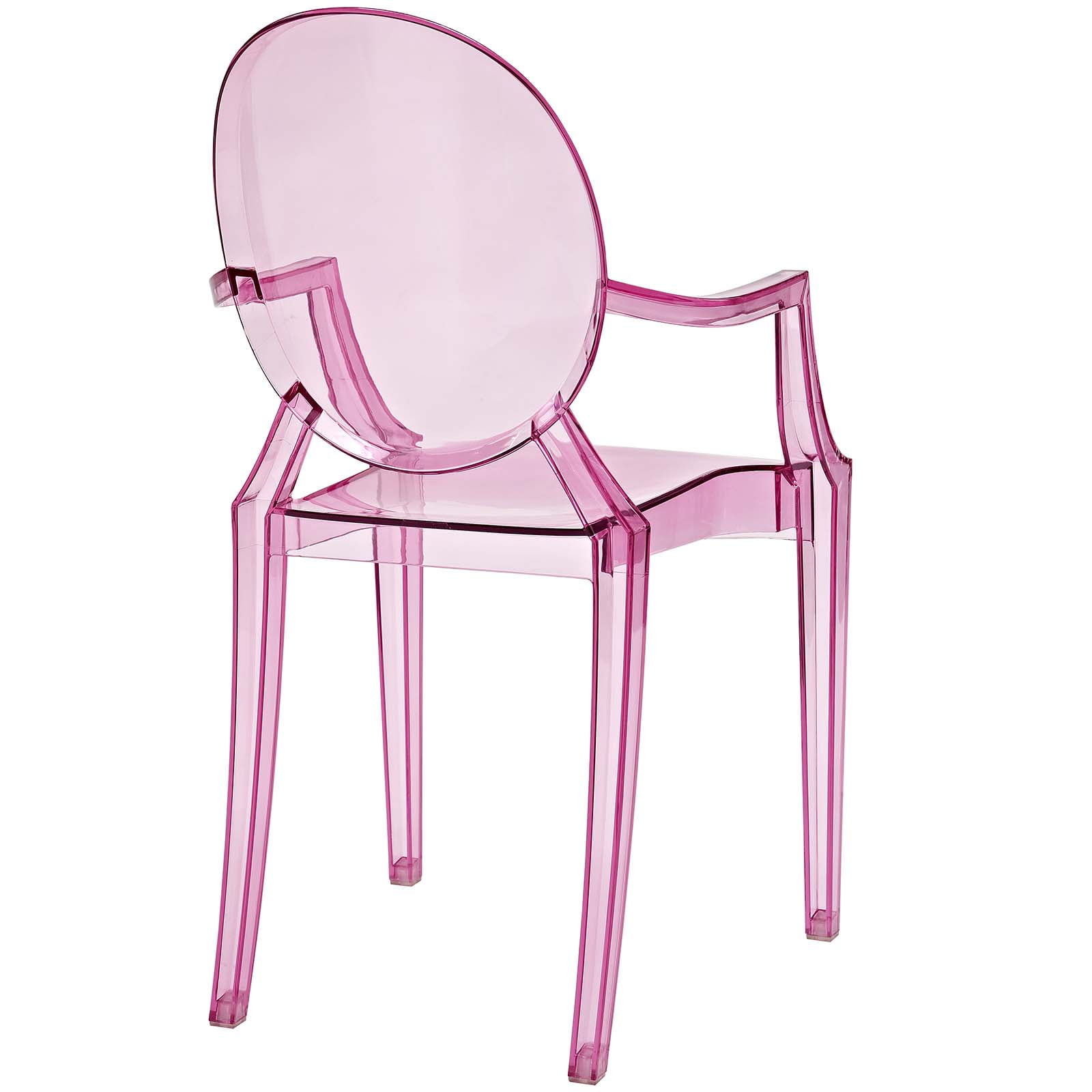 Modway Casper 18.5" Polycarbonate Plastic Dining Armchairs in Pink (Set of 2)