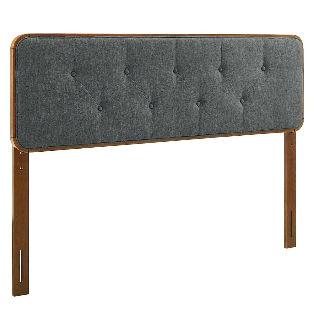 Modway Collins Tufted Queen Fabric and Wood Headboard in Walnut Charcoal