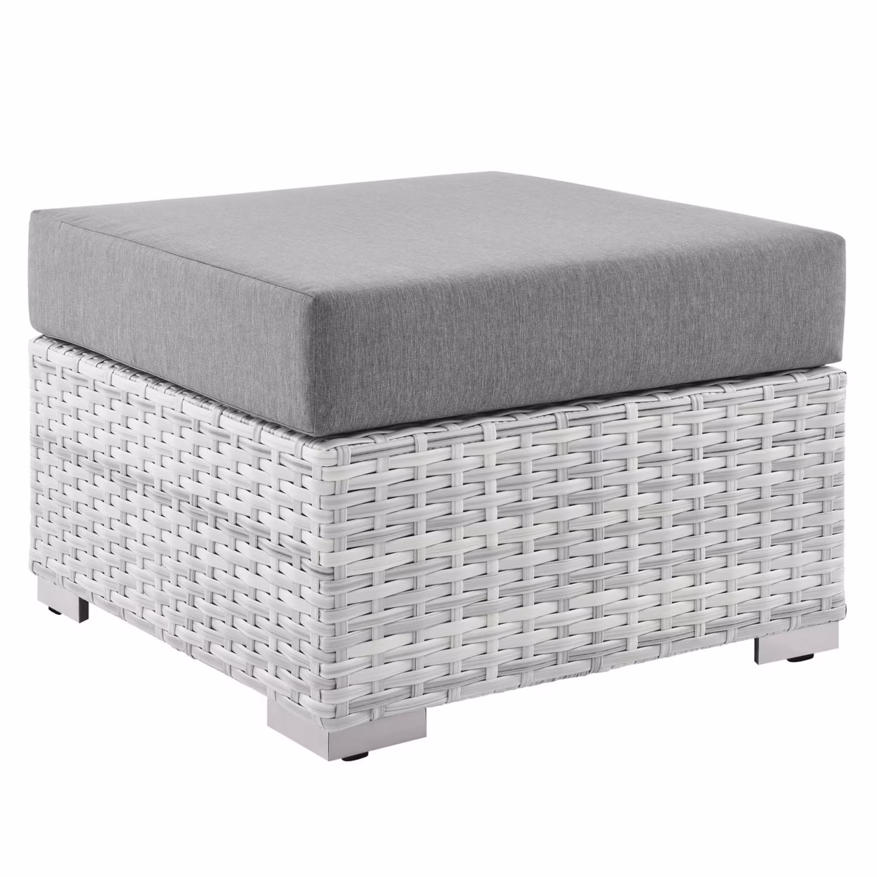 Modway Convene Outdoor Patio Ottoman in Light Gray Gray