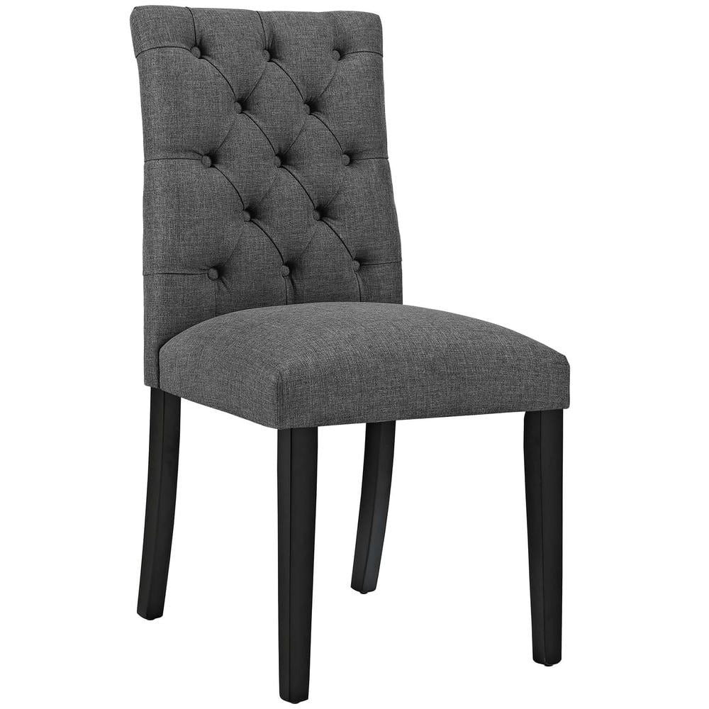 Modway Duchess Button Tufted Fabric Dining Chair in Gray