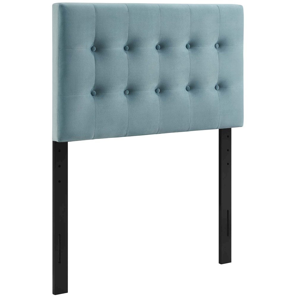 Emily Twin Biscuit Tufted Performance Velvet Headboard in Light Blue
