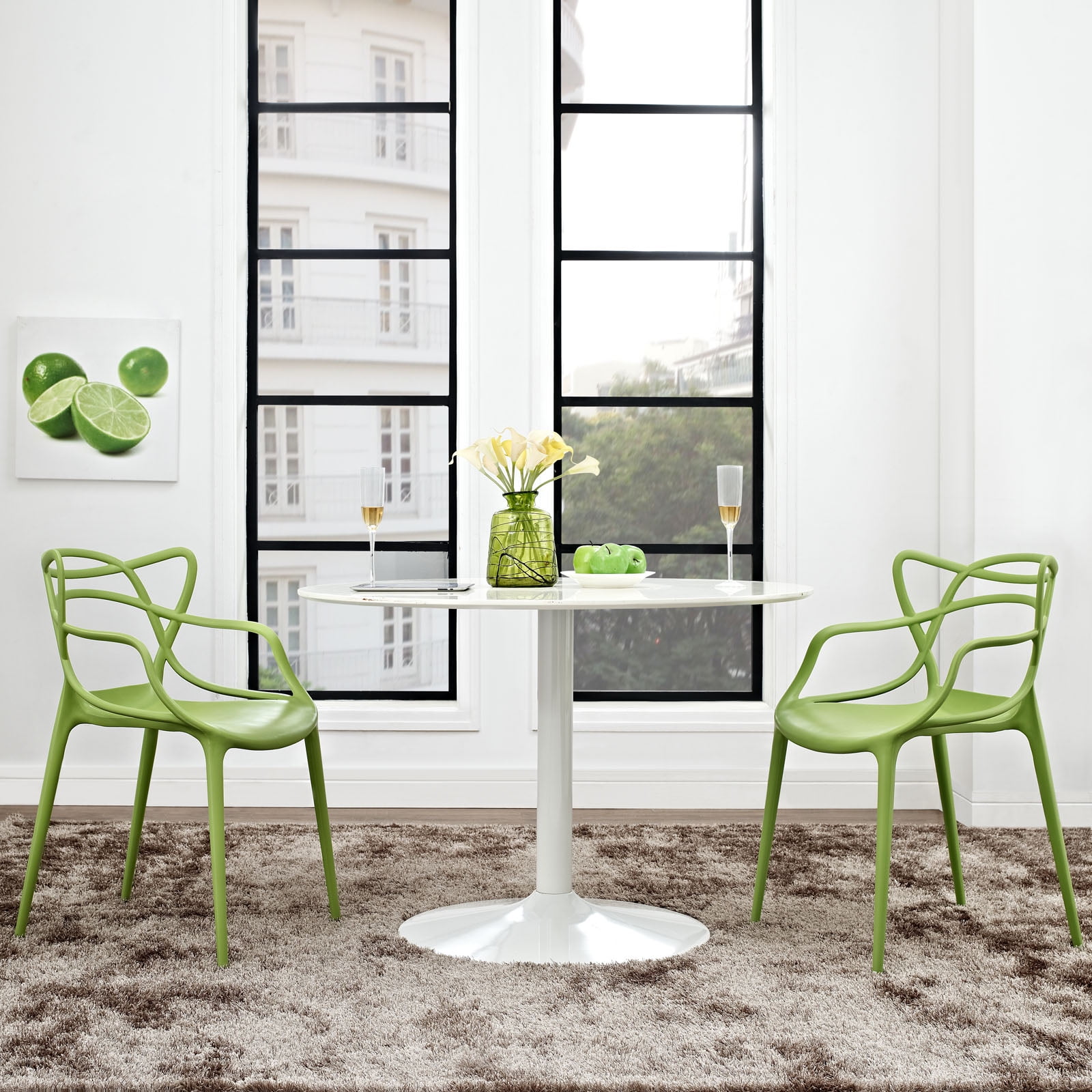 Modway Entangled Dining Set Set of 2 in Green