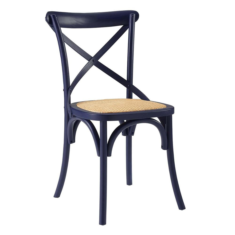Modway Gear 34.5" Modern Wood Dining Side Chair in Midnight Blue