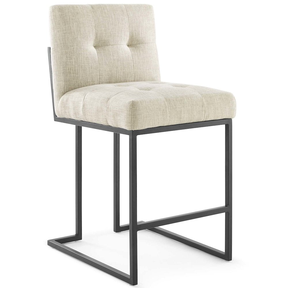 Modway Privy Black Stainless Steel Upholstered Fabric Counter Stool in Black Beige