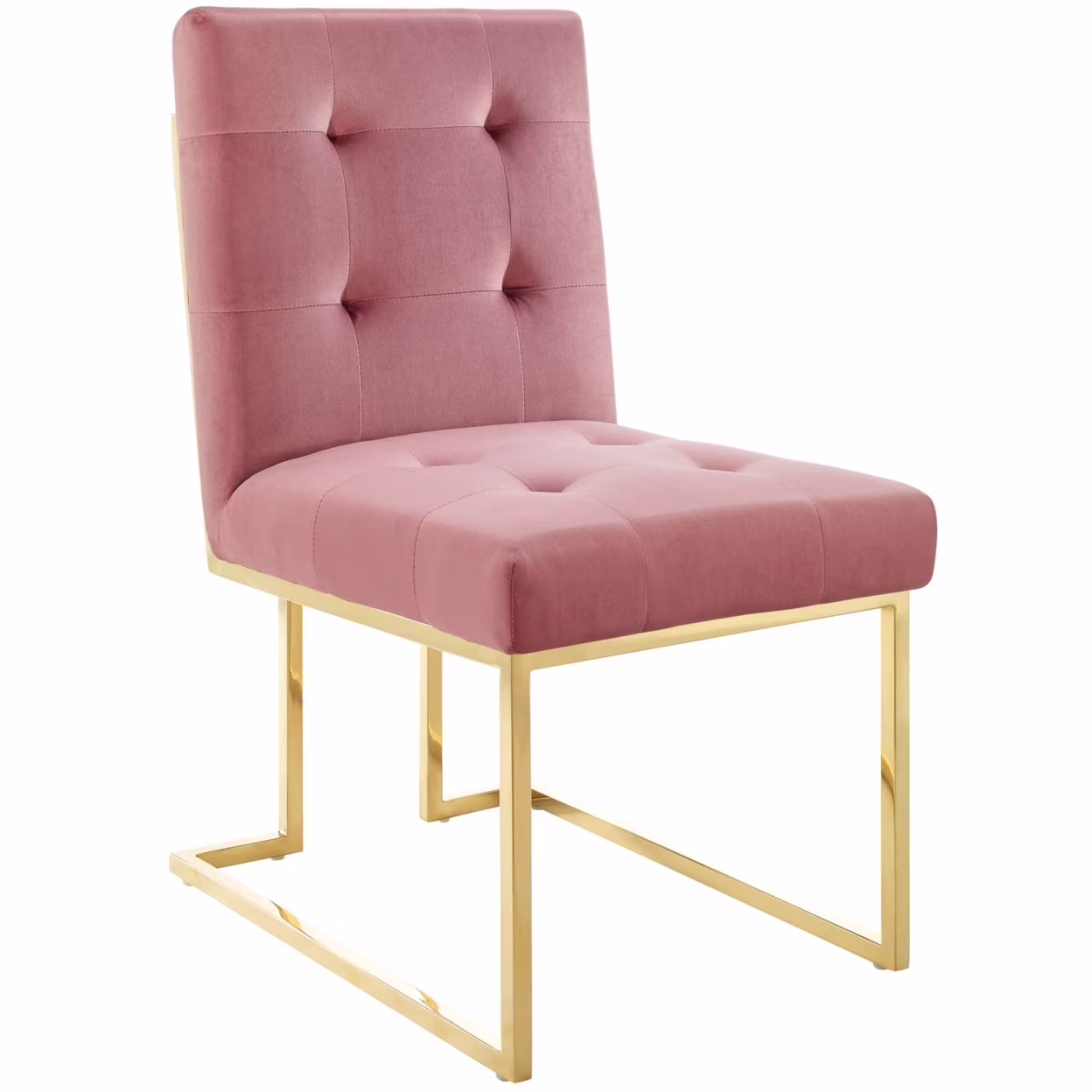 Modway Privy Gold Stainless Steel Performance Velvet Dining Chair in Gold Dusty Rose