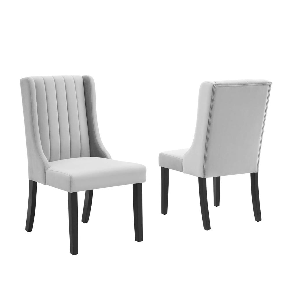 Modway Renew Parsons Performance Velvet Dining Side Chairs - Set of 2 in Light Gray