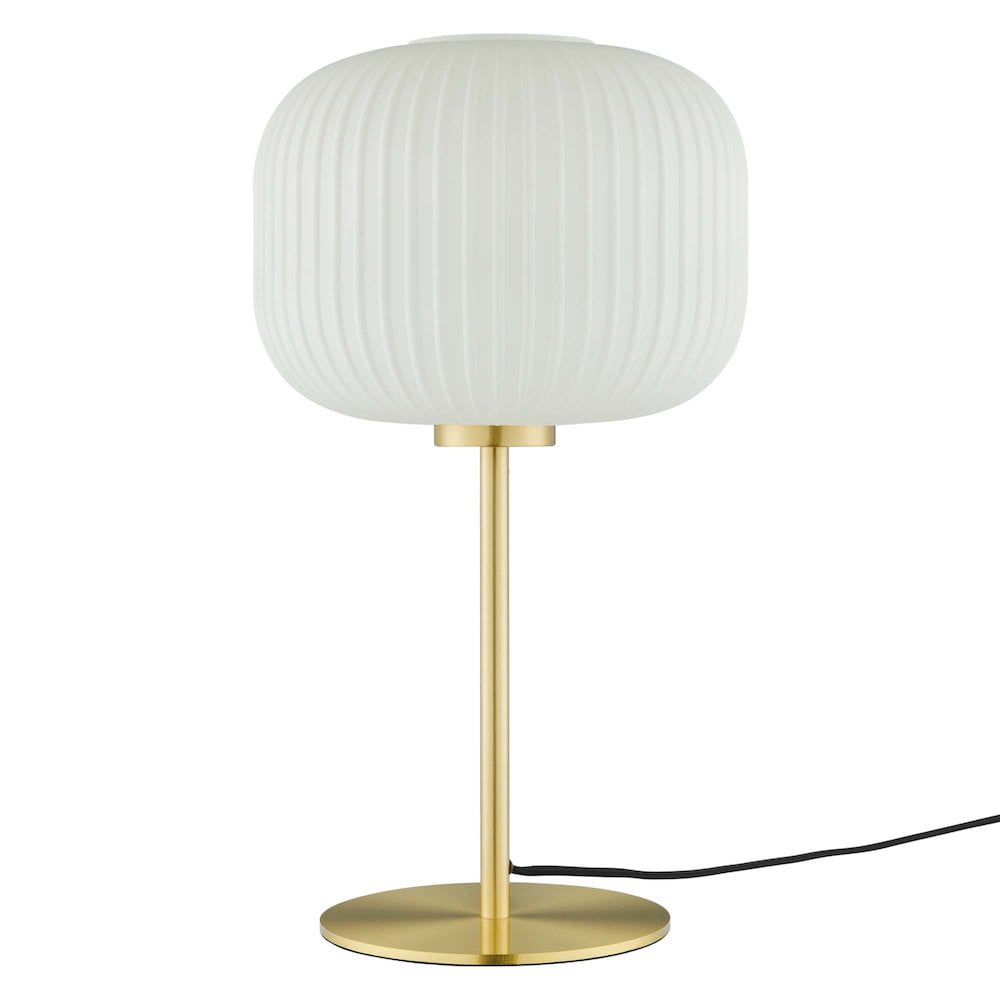 Modway Reprise 1-Light Modern Glass Table Lamp in White/Satin Brass