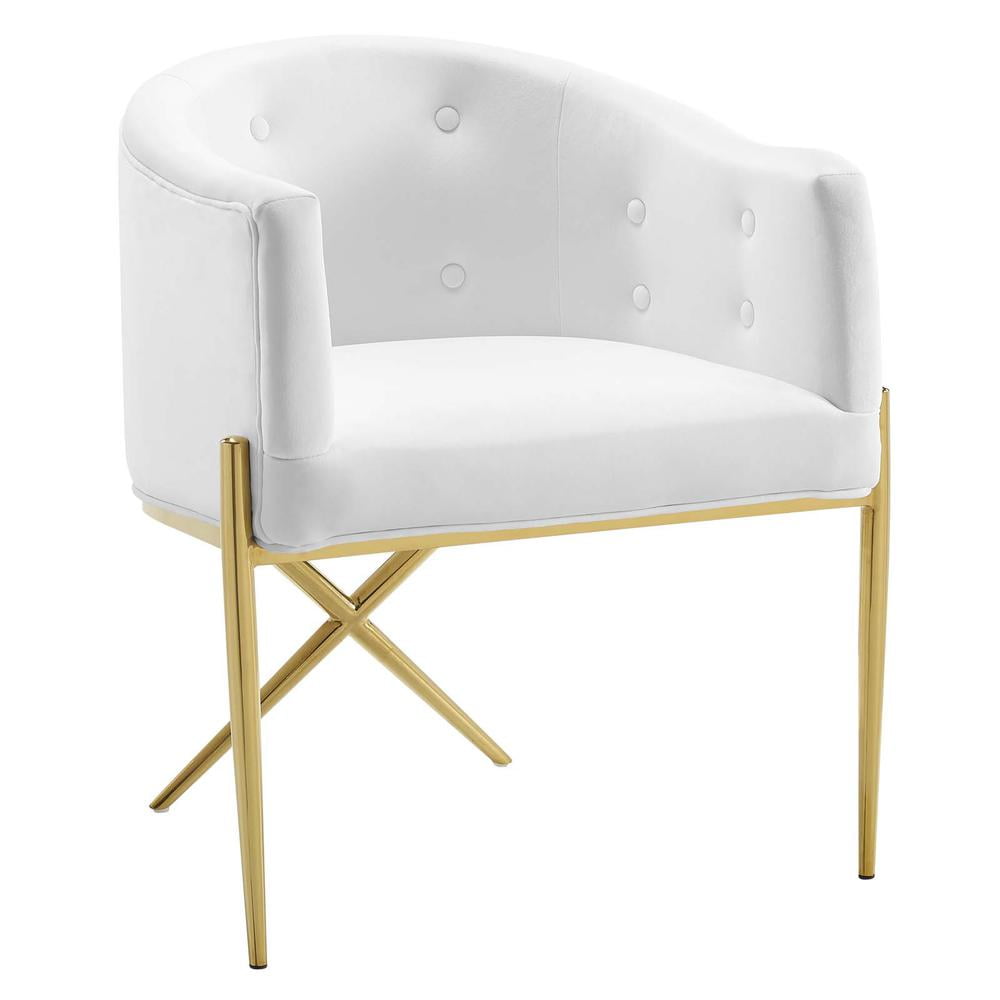 Modway Savour Tufted Performance Velvet Accent Dining Armchair in White