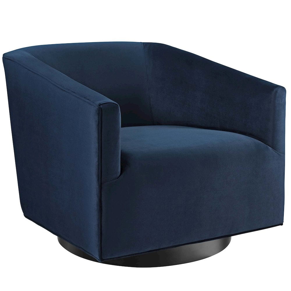 Modway Twist Accent Lounge Performance Velvet Swivel Chair in Midnight Blue
