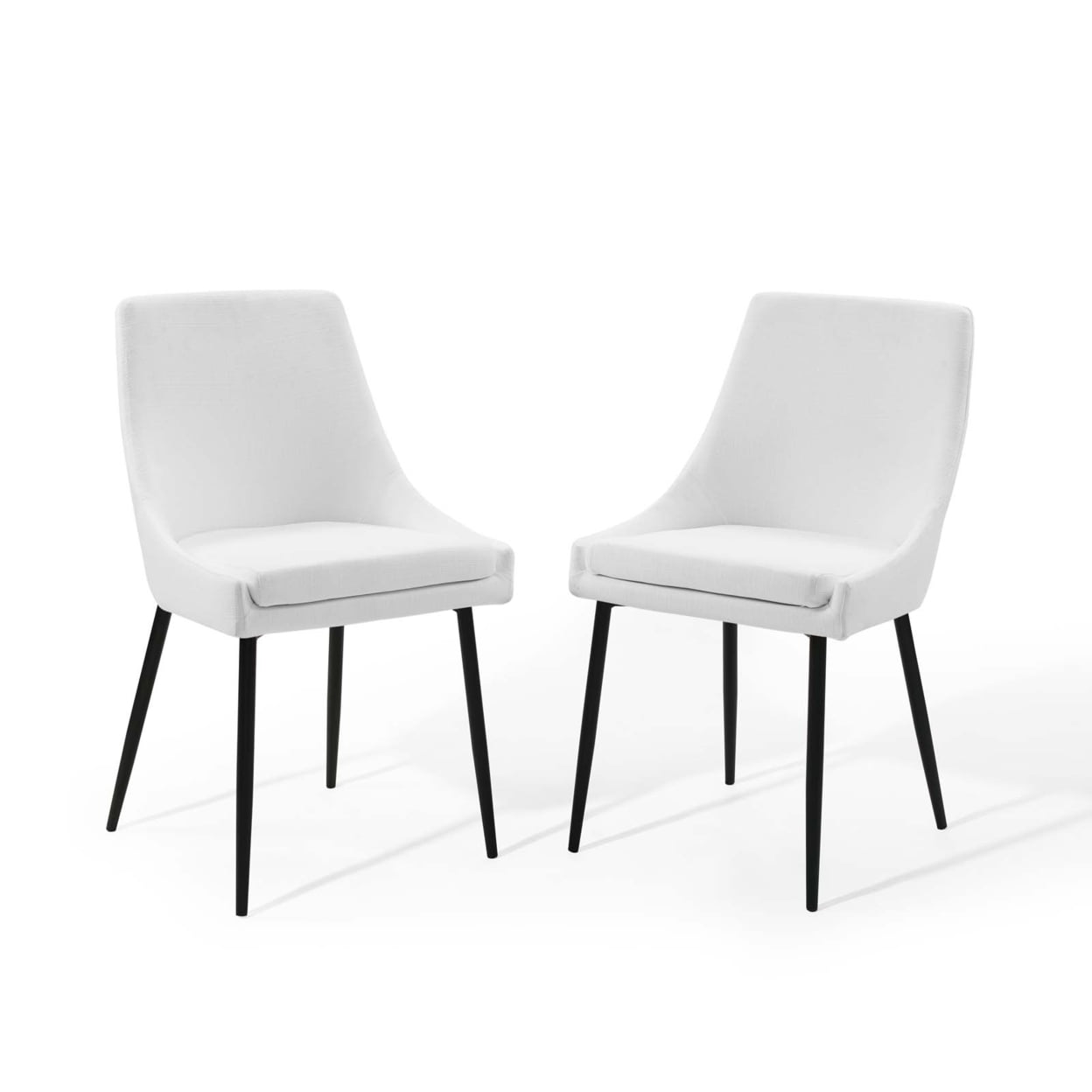 Modway Viscount Upholstered Fabric Dining Chairs - Set of 2 in Black White