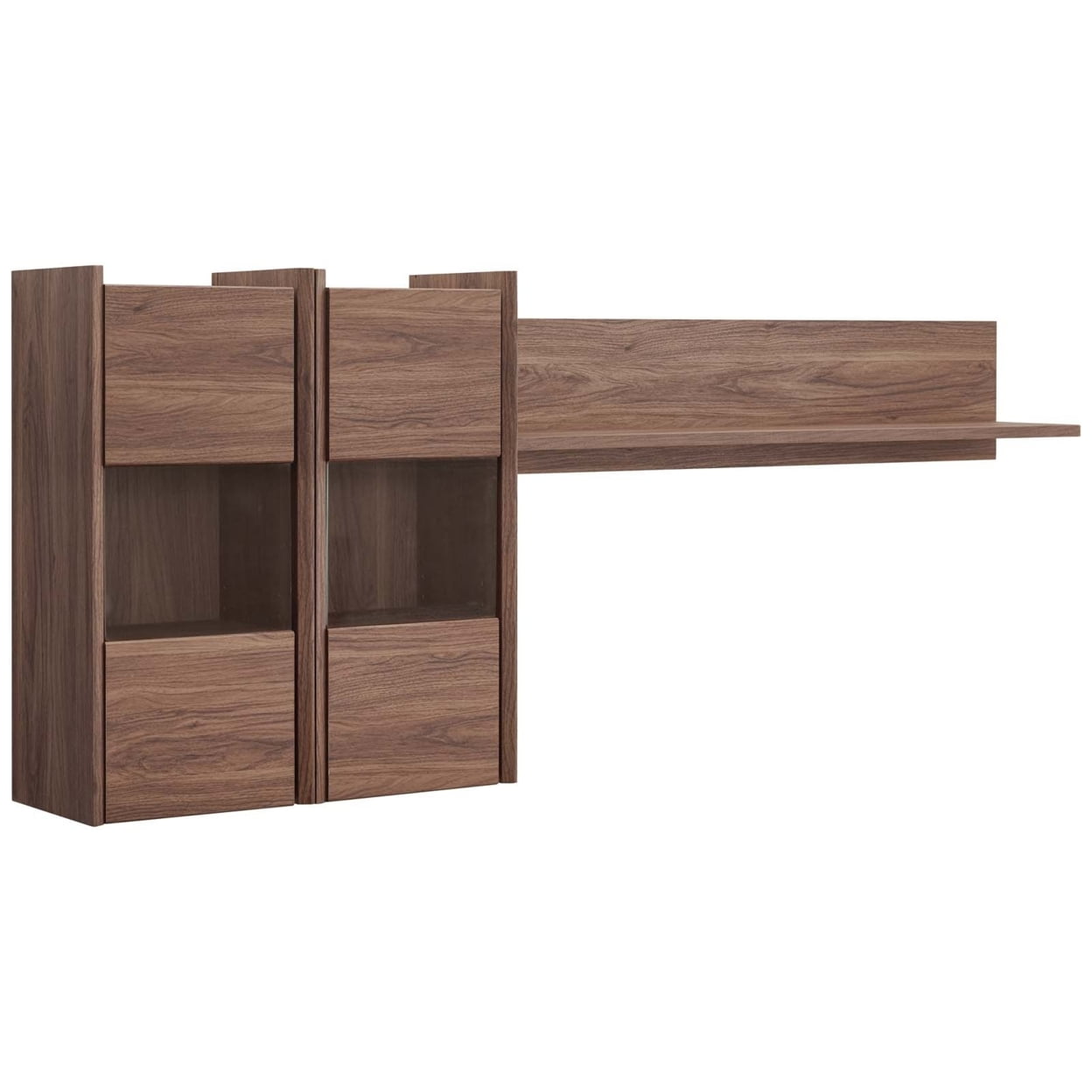 Modway Visionary Wall Mounted Shelves in Walnut