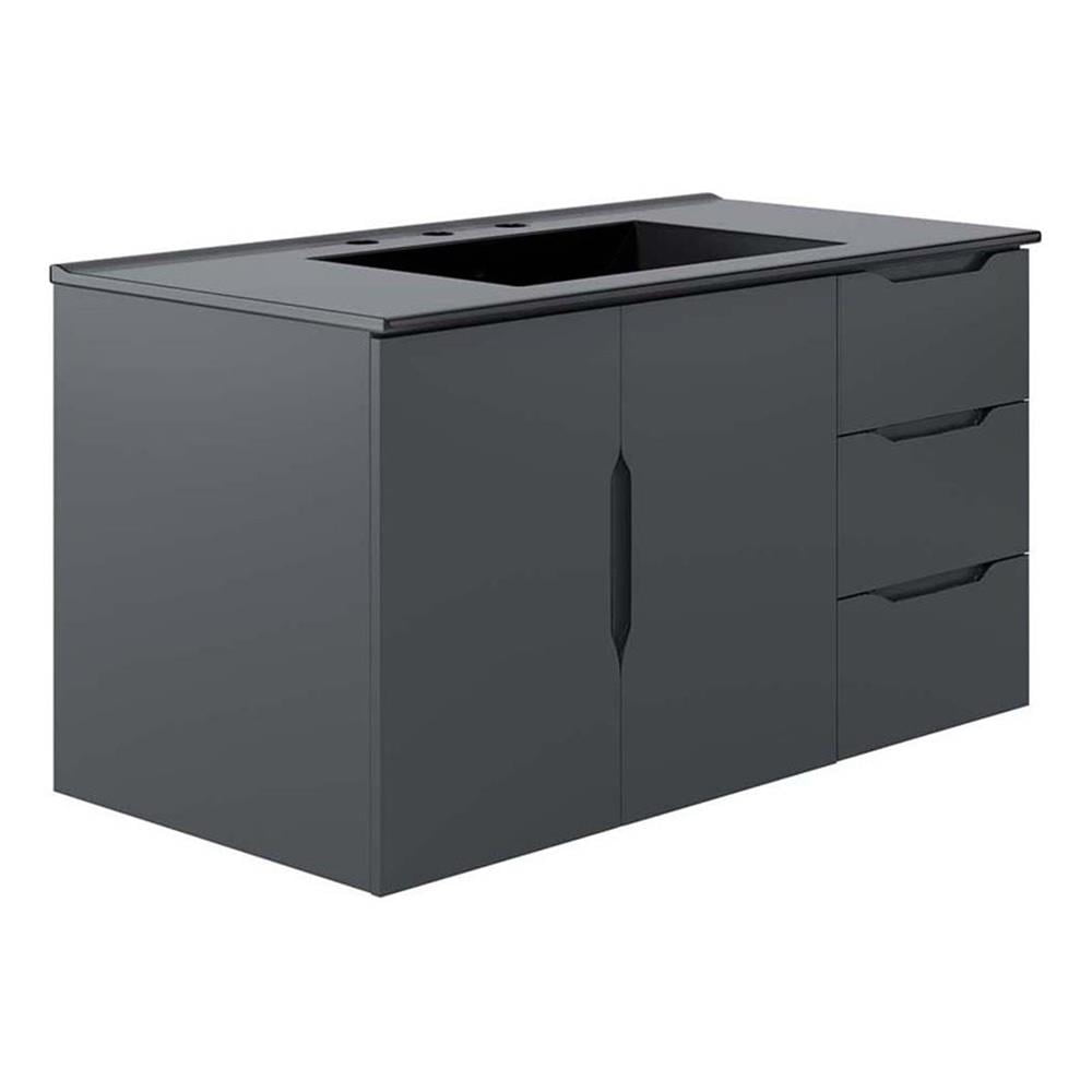 Modway Vitality 36" Bathroom Vanity in Gray Black