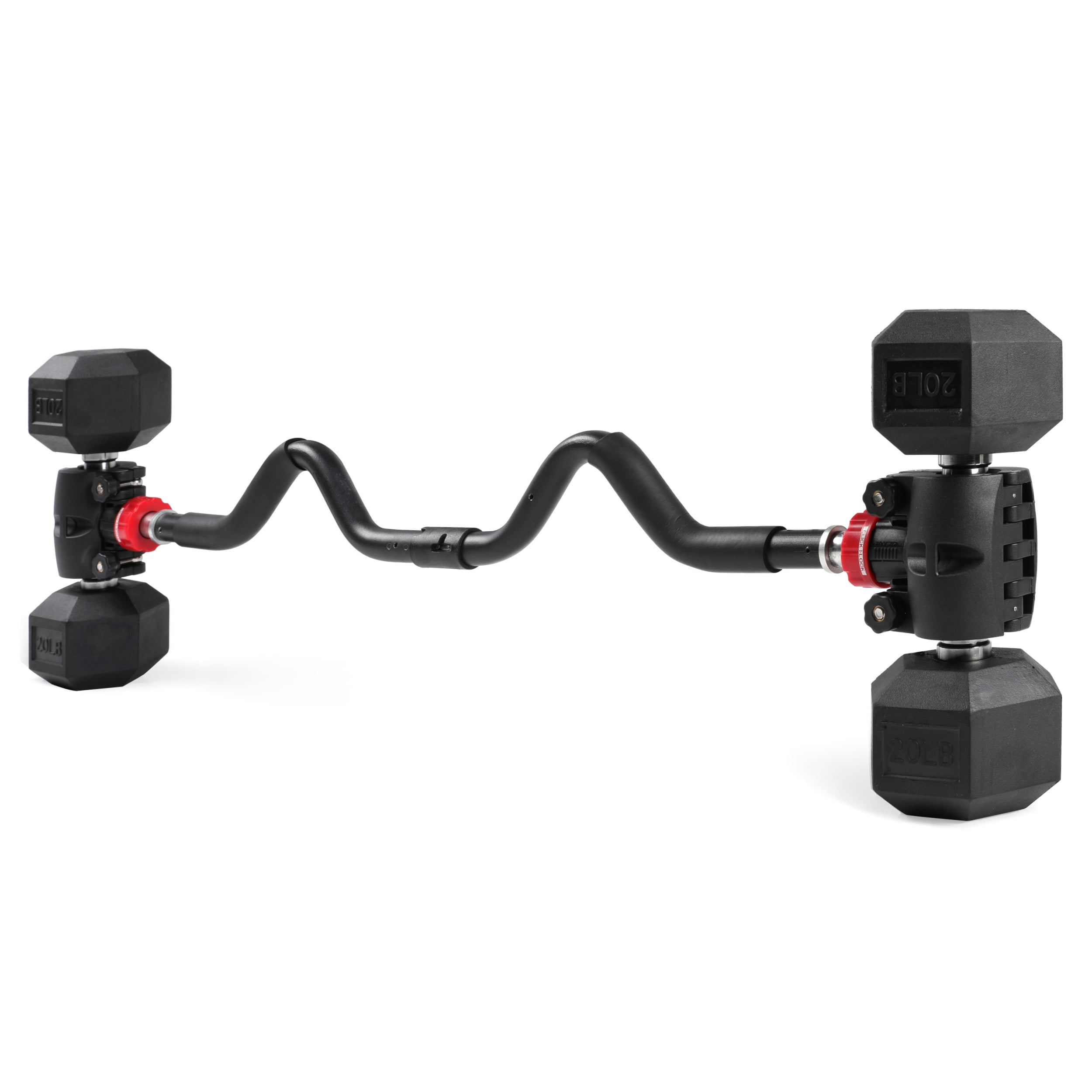 PRCTZ Modular EZ Curl Bar, Weight Lifting Barbell, Biceps and Triceps, Dumbbell to Barbell Converter, Built-in Resistance Tube Adapter 200 Pound Capacity