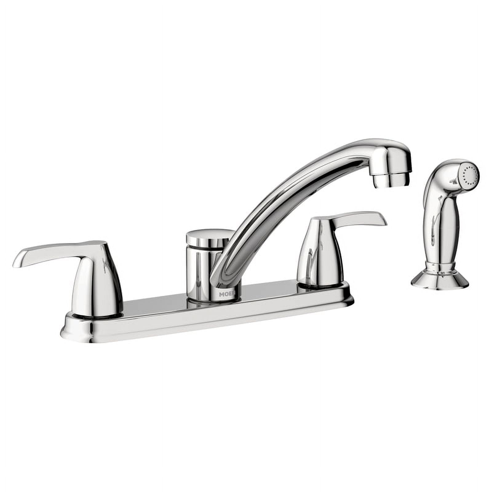 Moen Adler Chrome Two-Handle Low Arc Kitchen Faucet with Side Sprayer