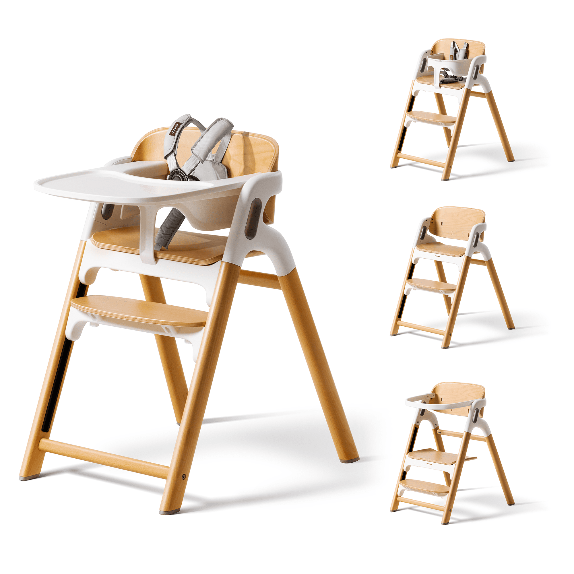 Momcozy Dinerpal Wooden High Chair for Babies, Adjustable & Foldable