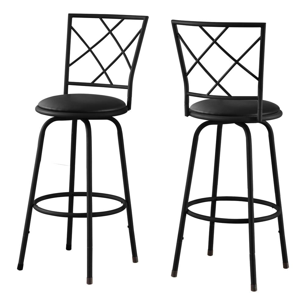 Monarch Barstool 2Pcs / Swivel / Black /Black LeatherLook Seat