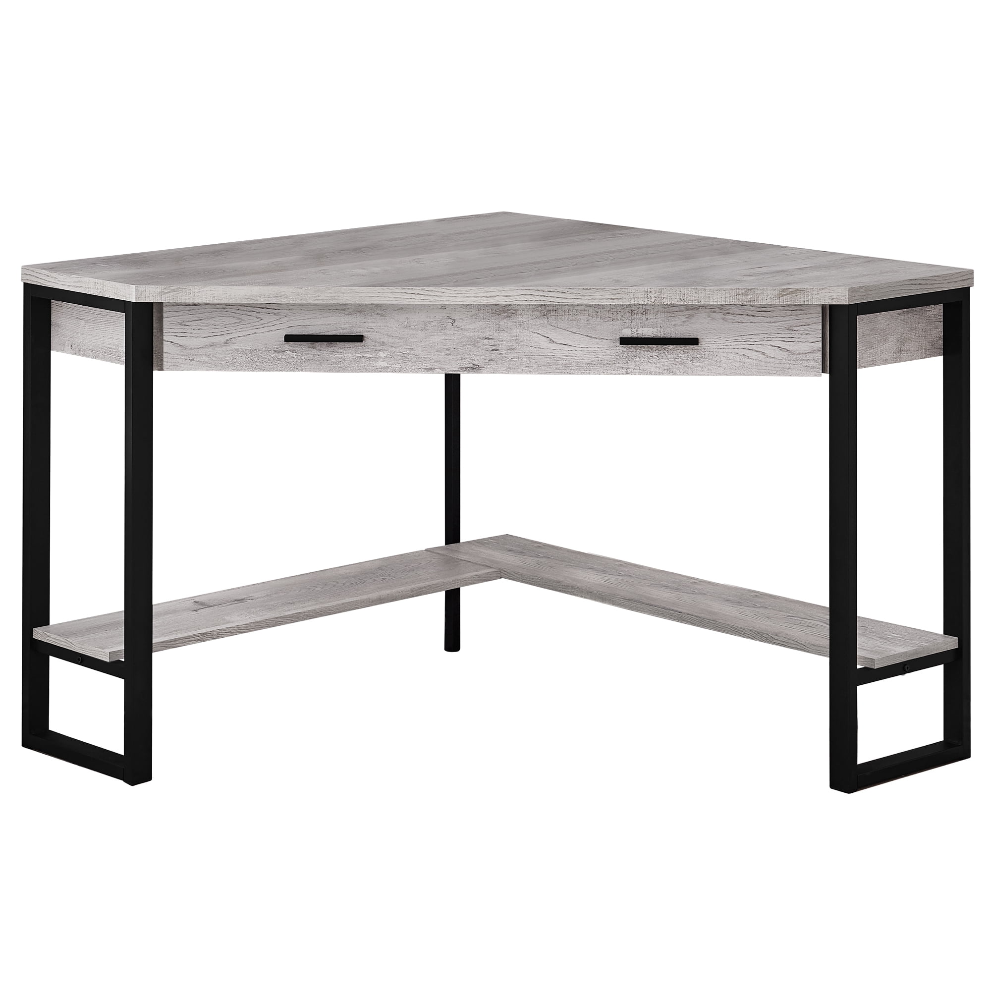 Contemporary Home Living 42" Gray and Black L-Shaped Contemporary Computer Desk