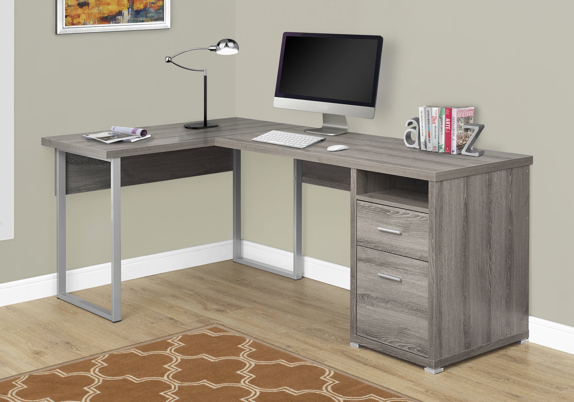 Monarch Specialties Computer Desk, Home Office, Corner, 80"L, L Shape, Work, Laptop, Brown Laminate