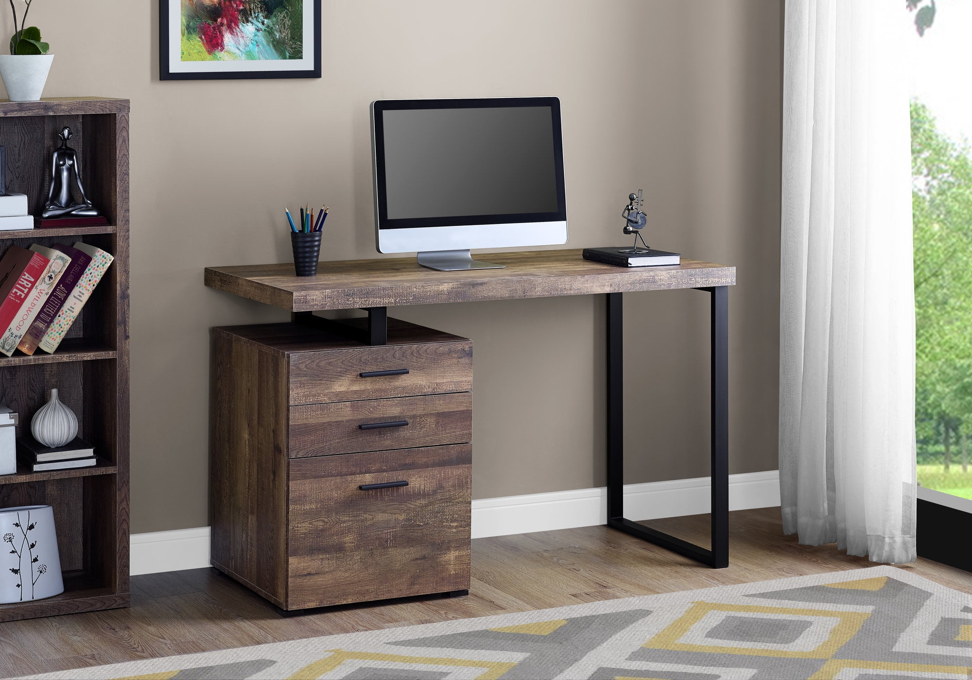 Monarch Specialties Computer Desk, Home Office, Laptop, Storage Drawers, 48"L, Work, Brown Laminate