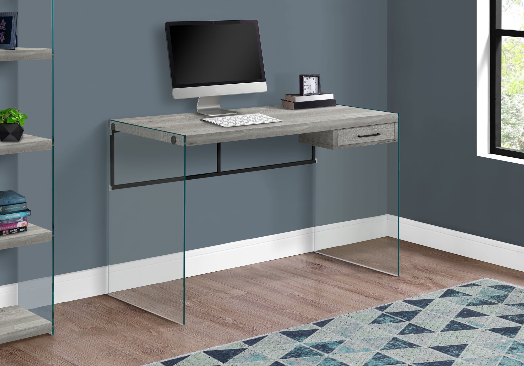 Monarch Specialties Computer Desk, Home Office, Laptop, Storage Drawers, 48"L, Work, Grey Laminate