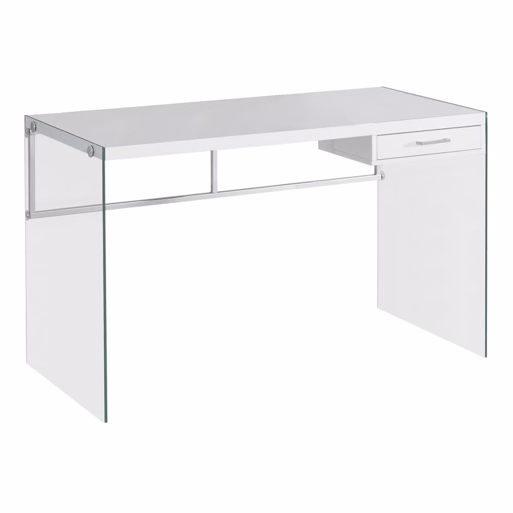 Monarch Specialties Computer Desk, Home Office, Laptop, 48"L, Work, Glossy White Laminate