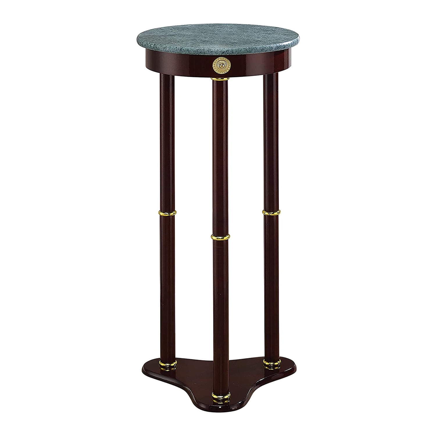 Monarch Specialties Edie Round Marble Top Accent Table Merlot