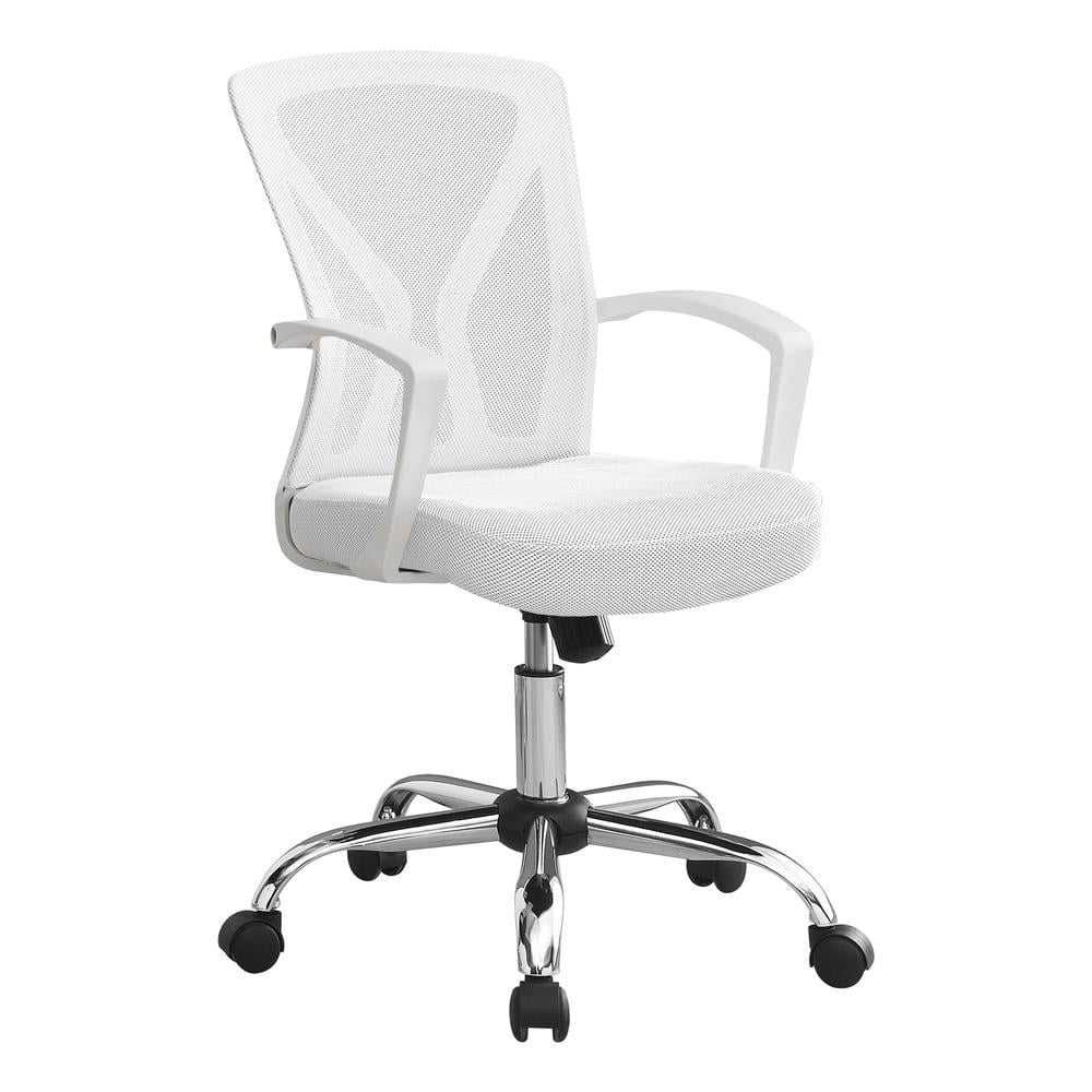 Monarch Specialties Office Chair, Swivel, Ergonomic, Armrests, Computer Desk, Work, White Mesh