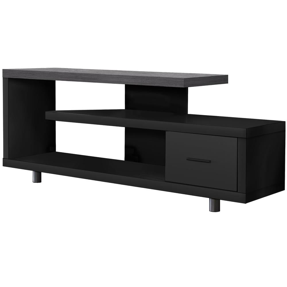 Monarch Specialties Tv Stand, 60 Inch, Console, Living Room, Bedroom, Black And Grey Laminate
