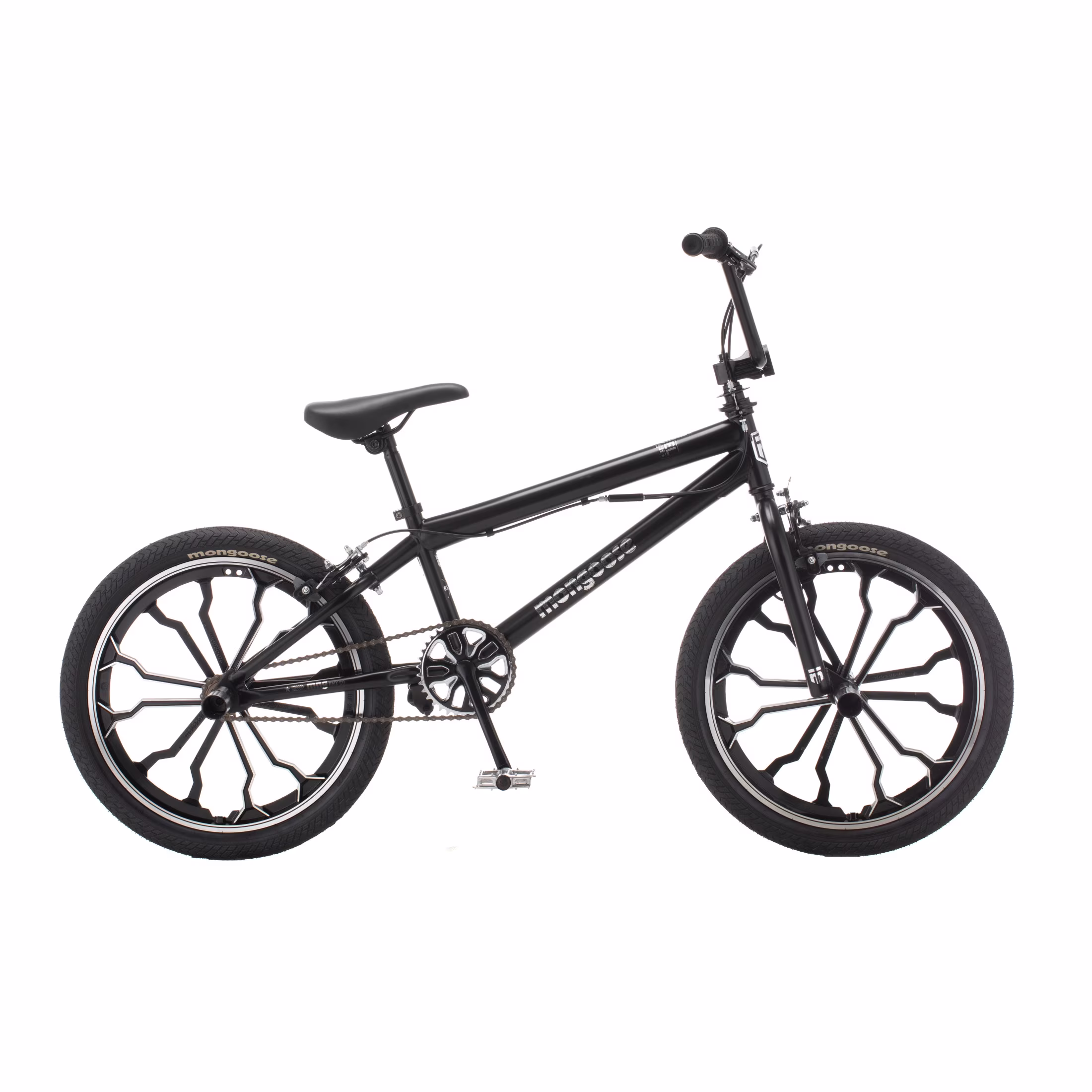 Mongoose Rebel Kids BMX Bike, 20-in. Wheels, Children & Tweens Ages 7-13, Black Bicycle