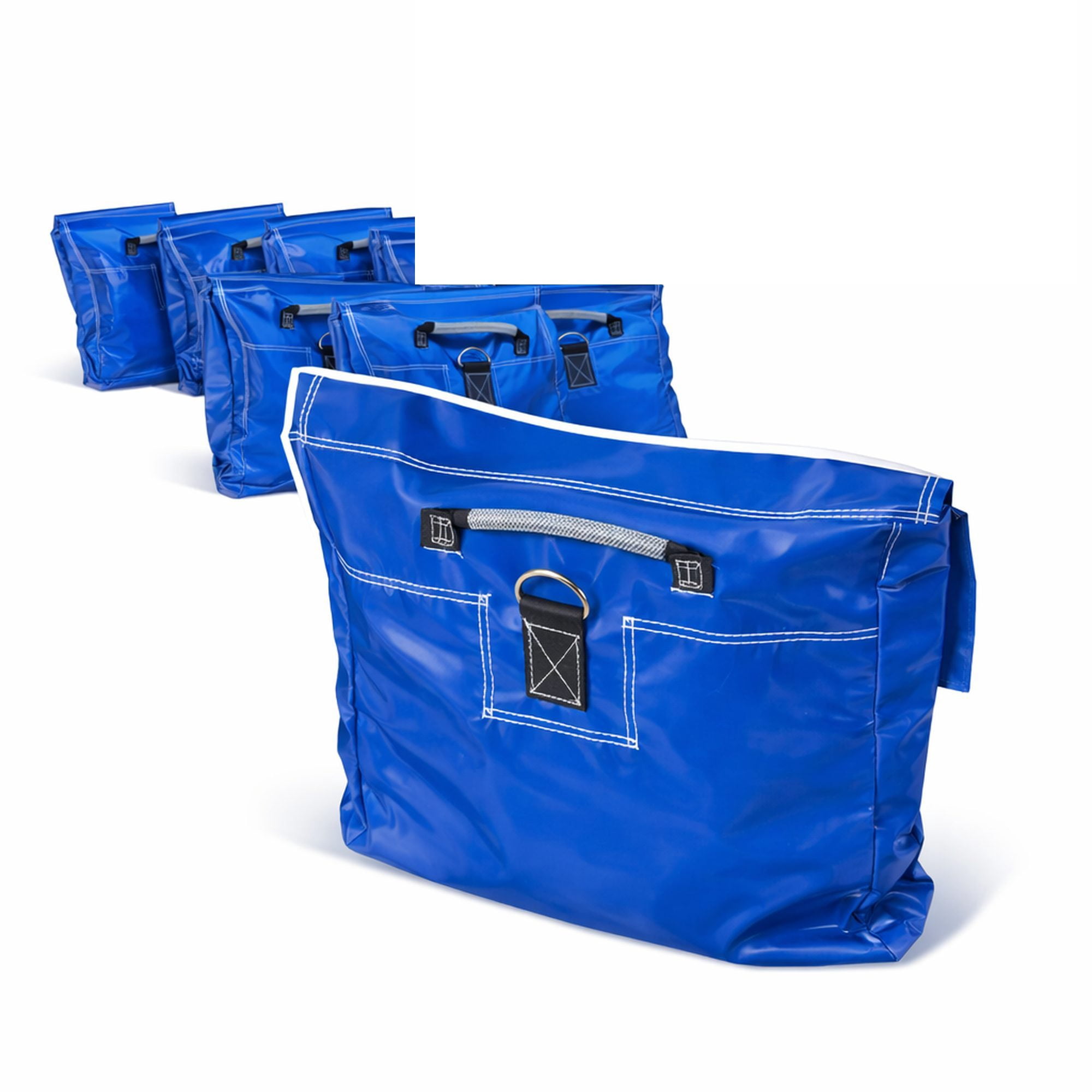 Moose Supply Heavy Duty Sandbag Covers, 21" x 21" PVC Vinyl Anchors, 10 Pack Blue Sand Bags