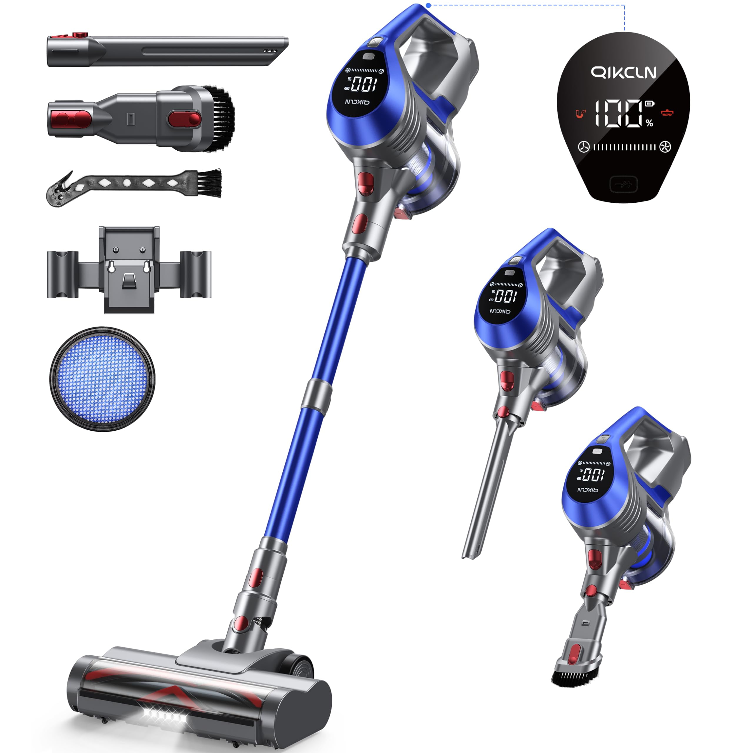 Lightweight Cordless Vacuum with 28Kpa Powerful Suction, Stick Vacuum Cleaner for Carpet, Tile, Hardwood Floors