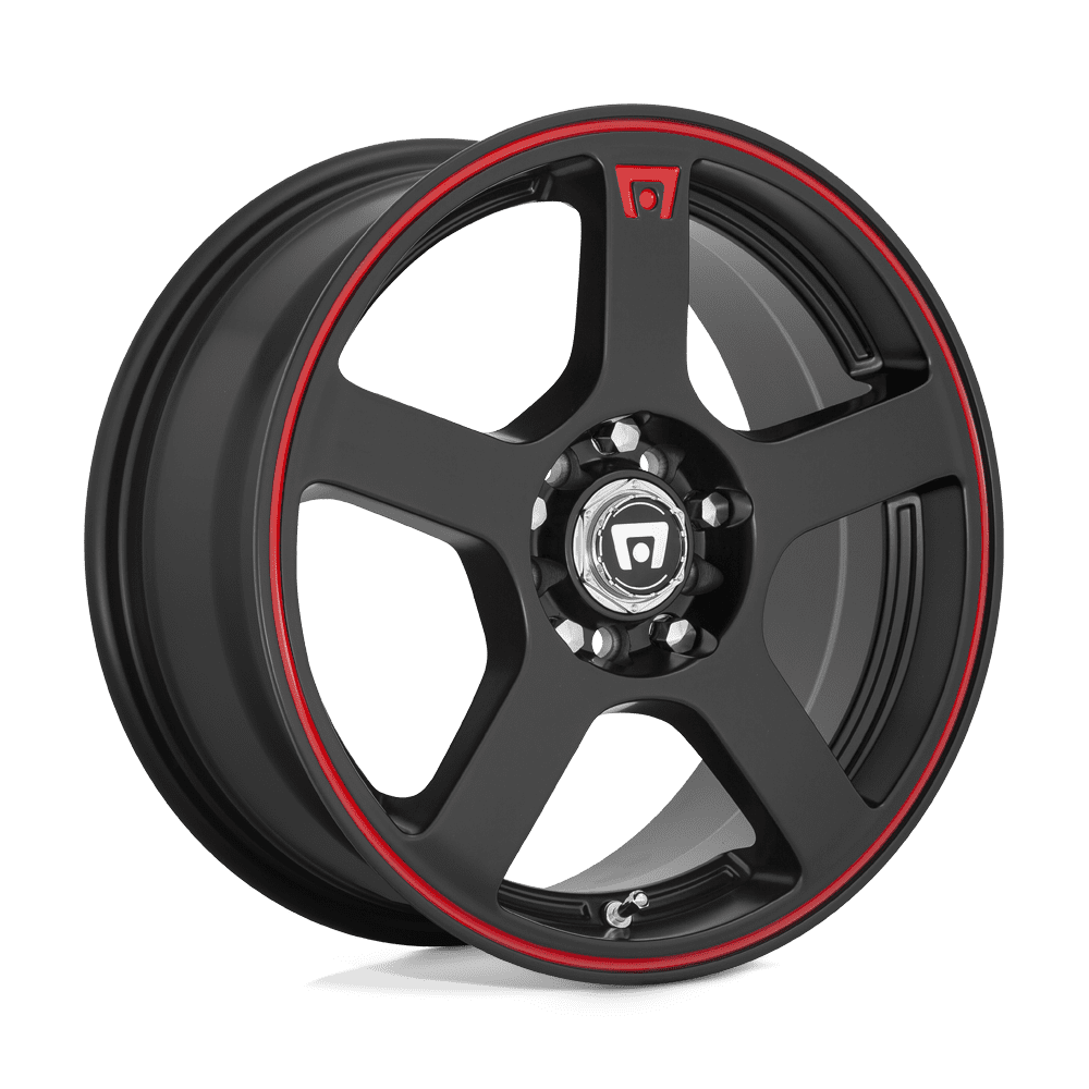 Motegi Aluminum Rim MR116 FS5 15X6.5in Matte Black Red Racing Stripe Finish, MR11656508740