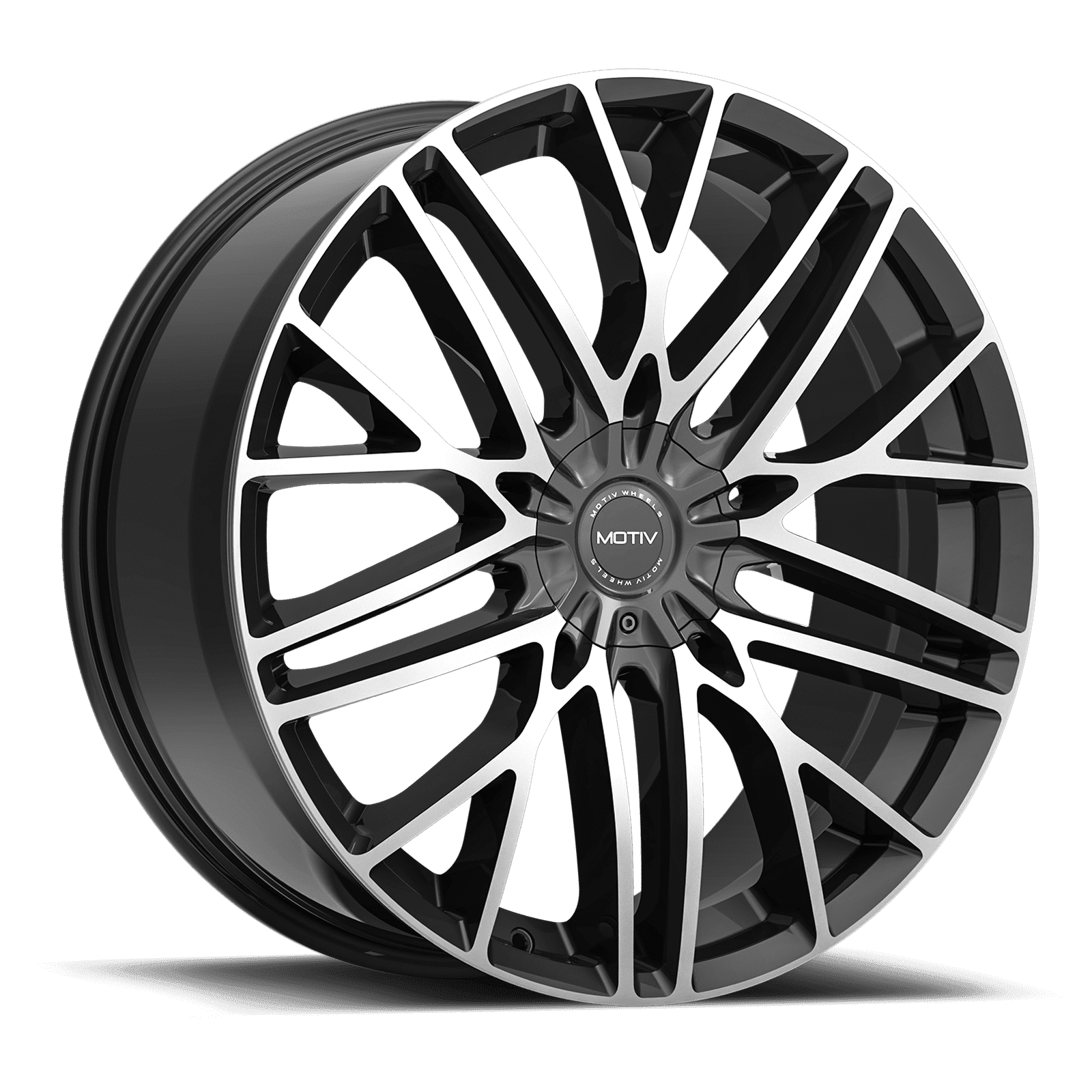 Motiv 437MB 437MB-2295520 22X9 5X115 / 5X120 (+20) MTV 437MB (HB 74.1) Gloss Black Machined Face Cast Aluminum