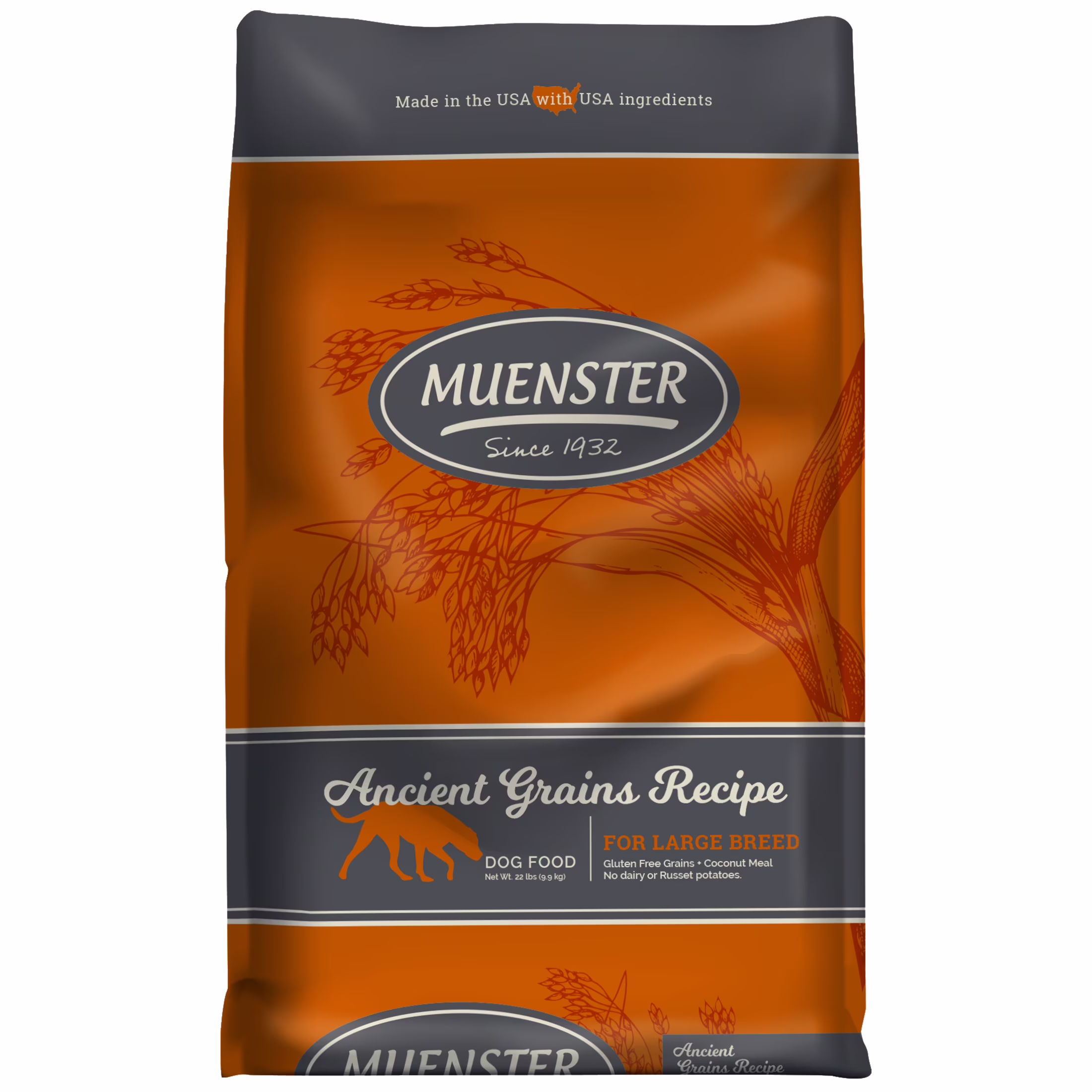 Muenster Ancient Grains Chicken and Turkey Based Dog Food For Large Breeds, All Life Stages, 22 lb Bag