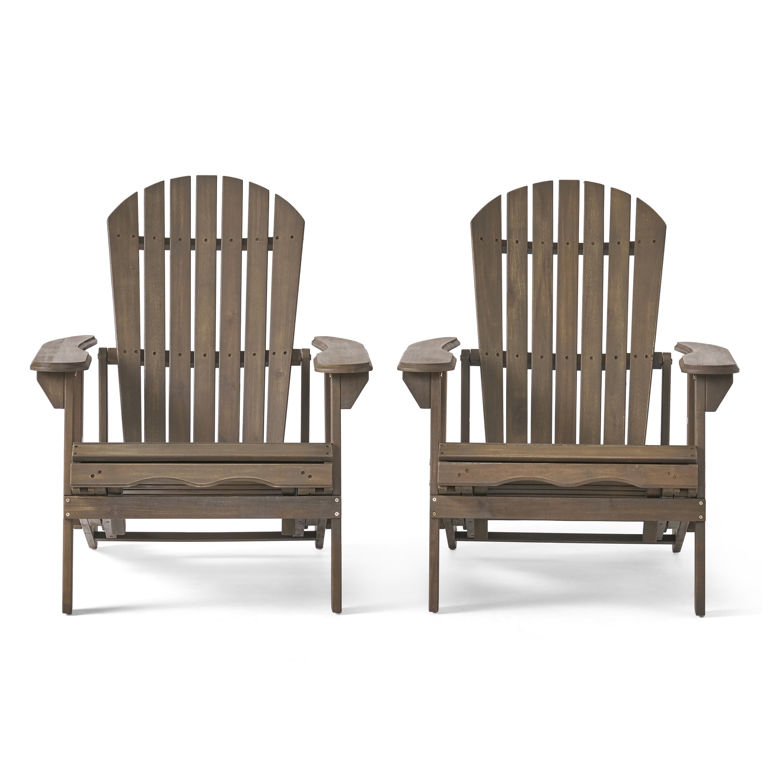 Munoz Reclining Wood Adirondack Chair with Footrest, Set of 2, Grey