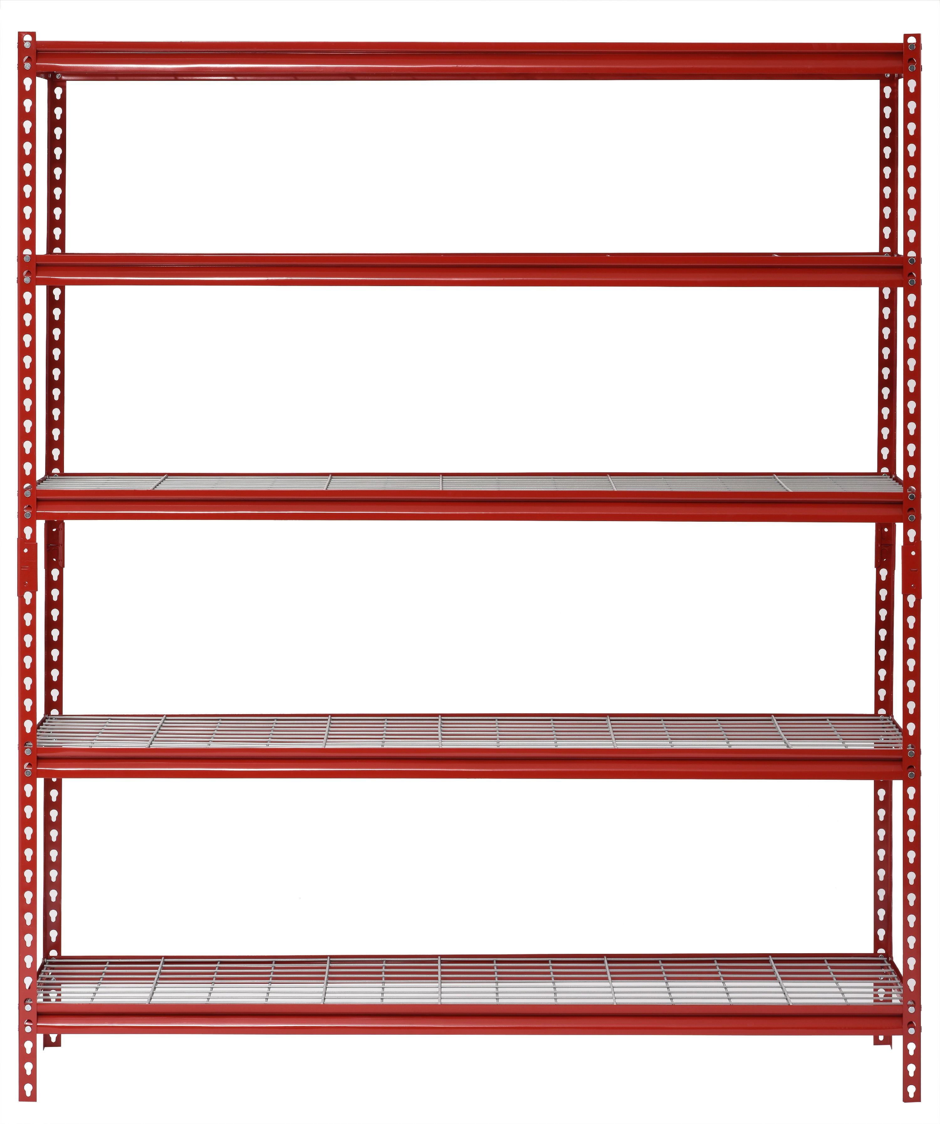 Muscle Rack 60"W x 24"D x 72"H 5-Tier Steel Shelving; 650 lb. Capacity per Shelf; Red