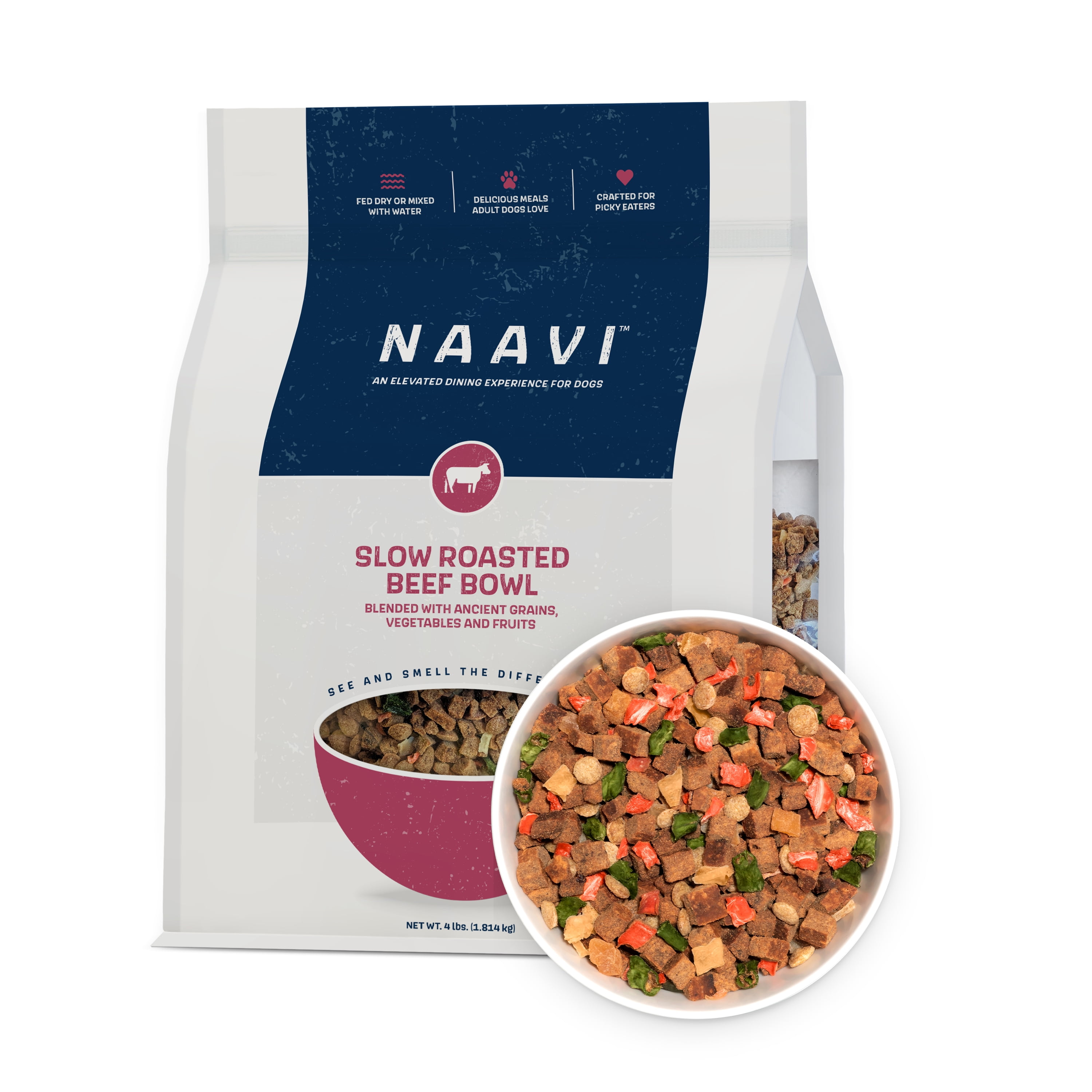Naavi Slow-Roasted Beef Bowl Dry Dog Food, 4 lb Bag