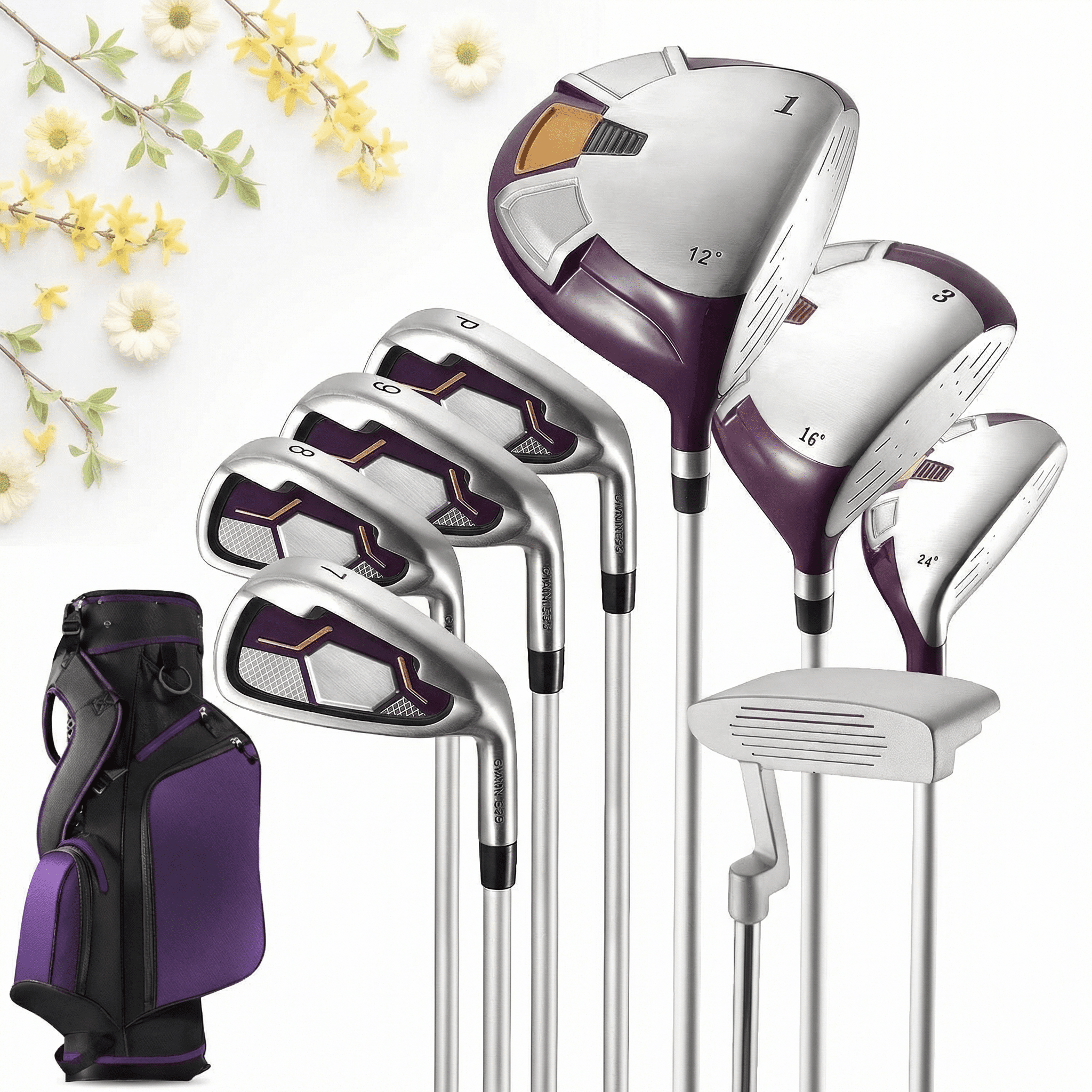 Naipo Complete Golf Clubs Package 8 Club Set for Men Woman Right Handed True Temper Steel Shafts Putter Stand Bag and 3 H C Bonus Head