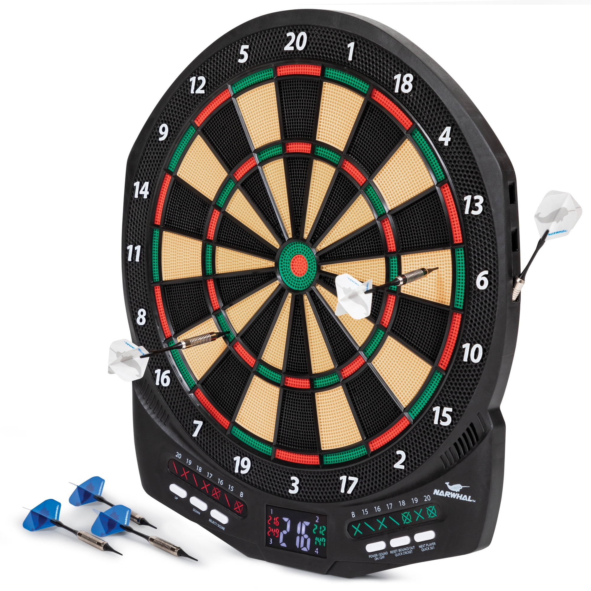 "Narwhal Revolution Electronic Dartboard with 30 Games, Scoring and 6 Darts with NARWHAL Recreational Soft Tip Dart Set for Electronic Dartboards, 6 Pack."