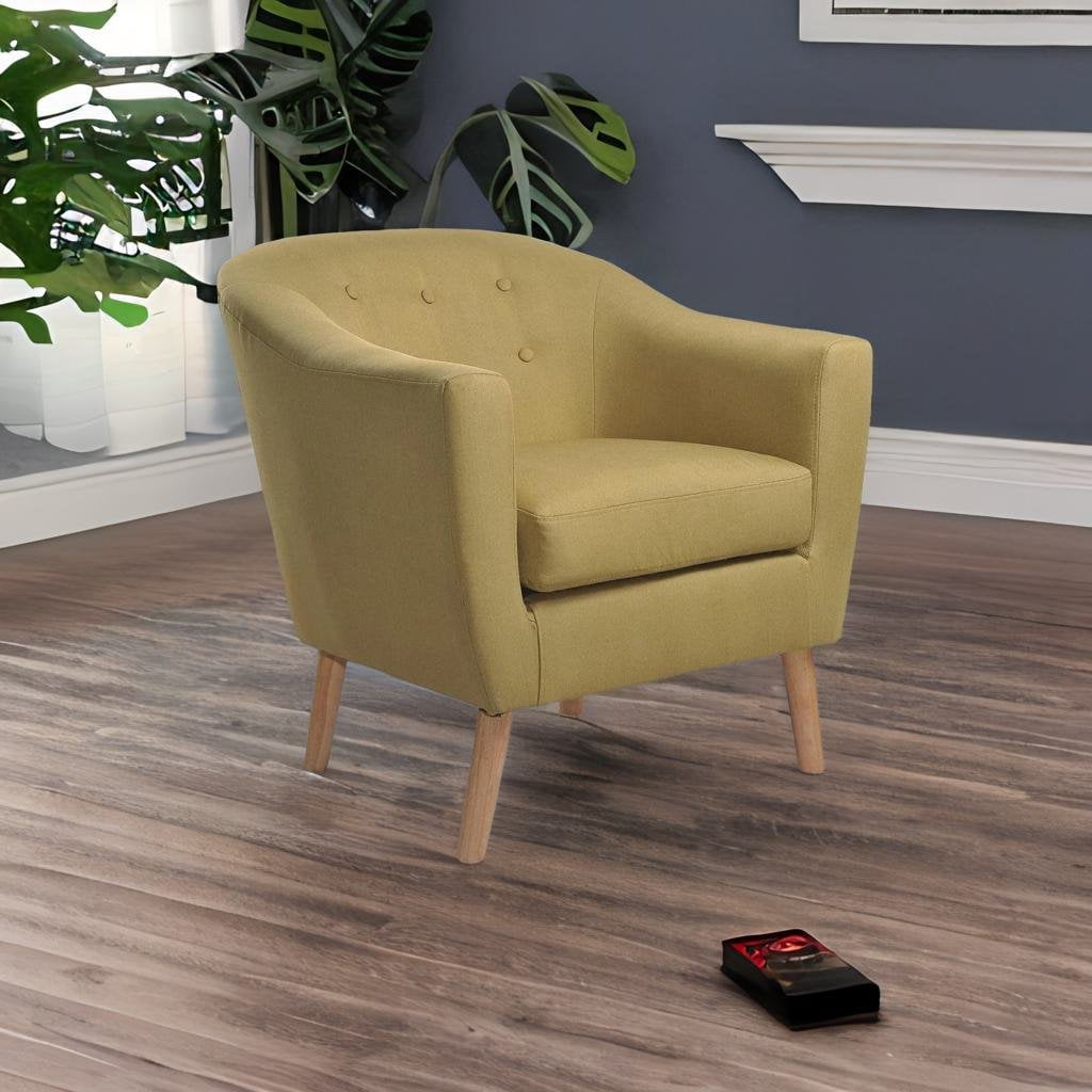 Nathaniel Home Jason Tub Chair, Tufted Upholstered Armchair Club Chair, Adult Fabric Accent Arm Chair, Green