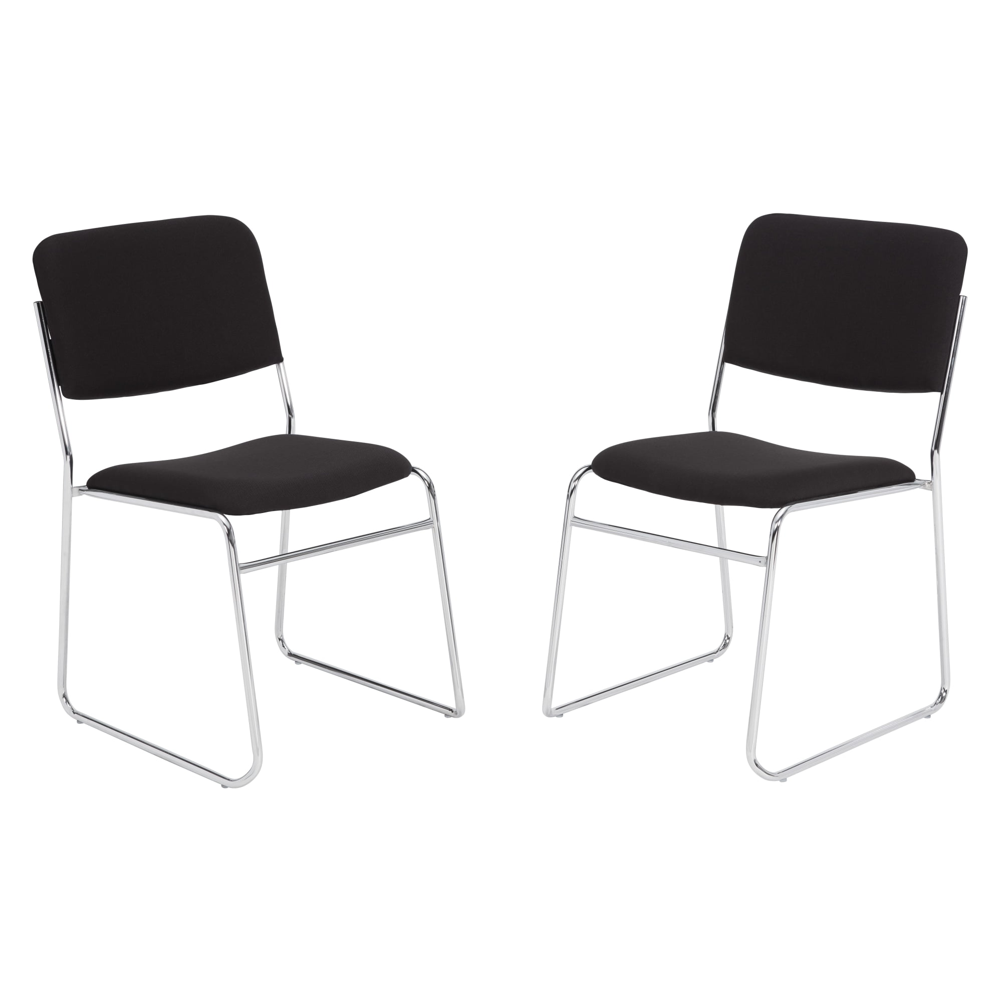 National Public Seating 8600 Padded Signature Stack Chairs, Black/Chrome, Set Of 2 Chairs
