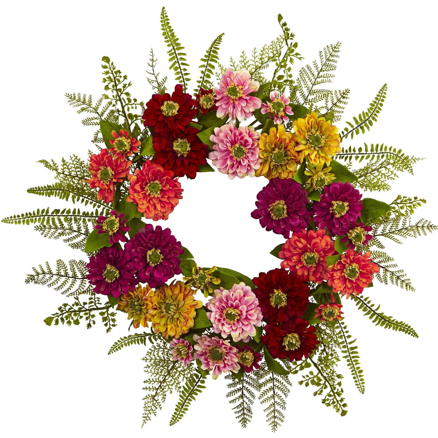 Nearly Natural Mixed Flower Wreath in Multi-Color