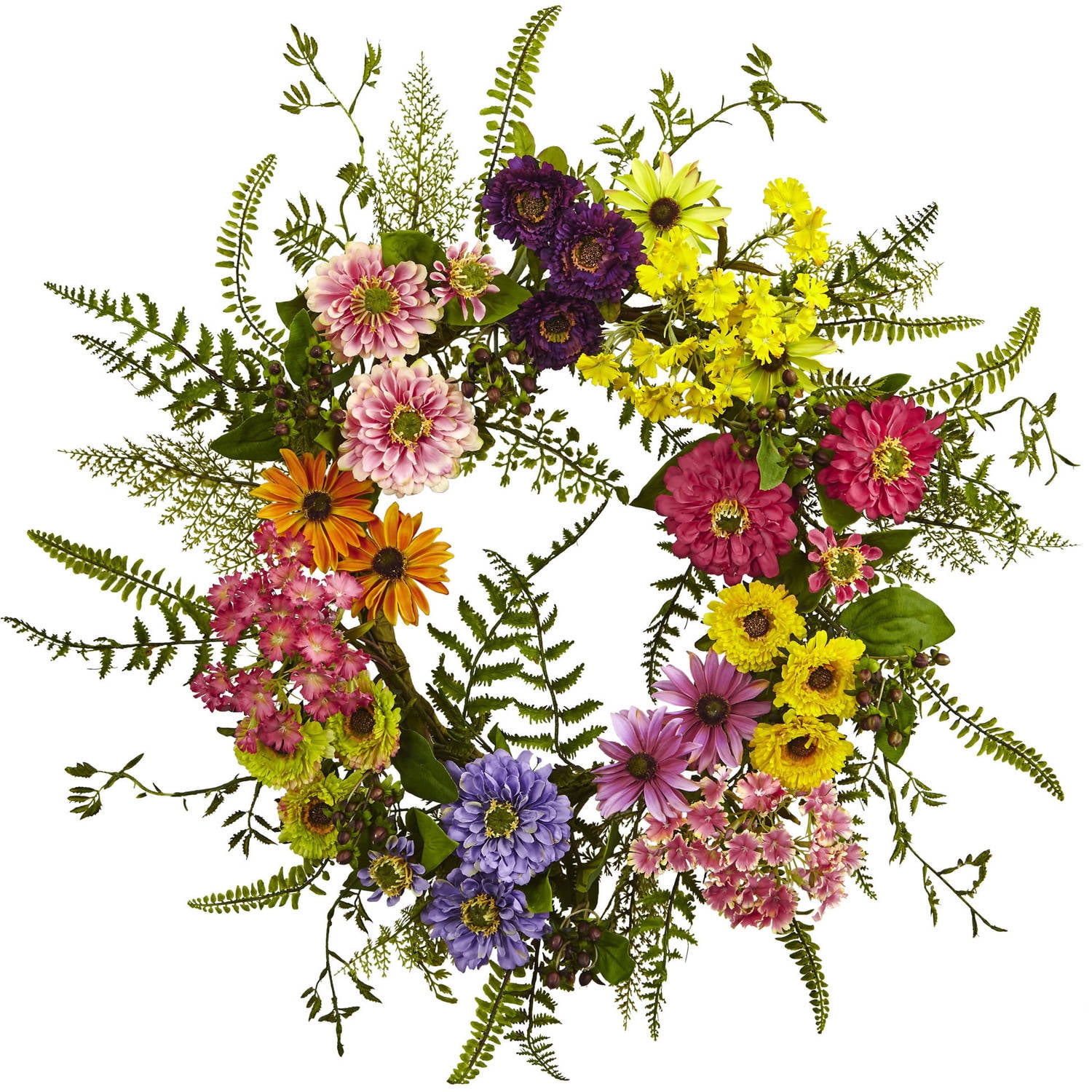 Nearly Natural Floral Polyester Wreath, 22" (Assorted Colors)