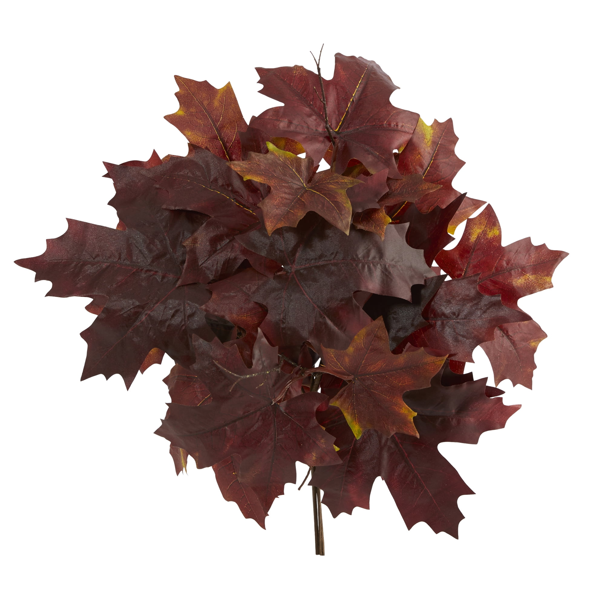 Nearly Natural 18" Autumn Maple Leaf Artificial Flower (Set of 2), Red